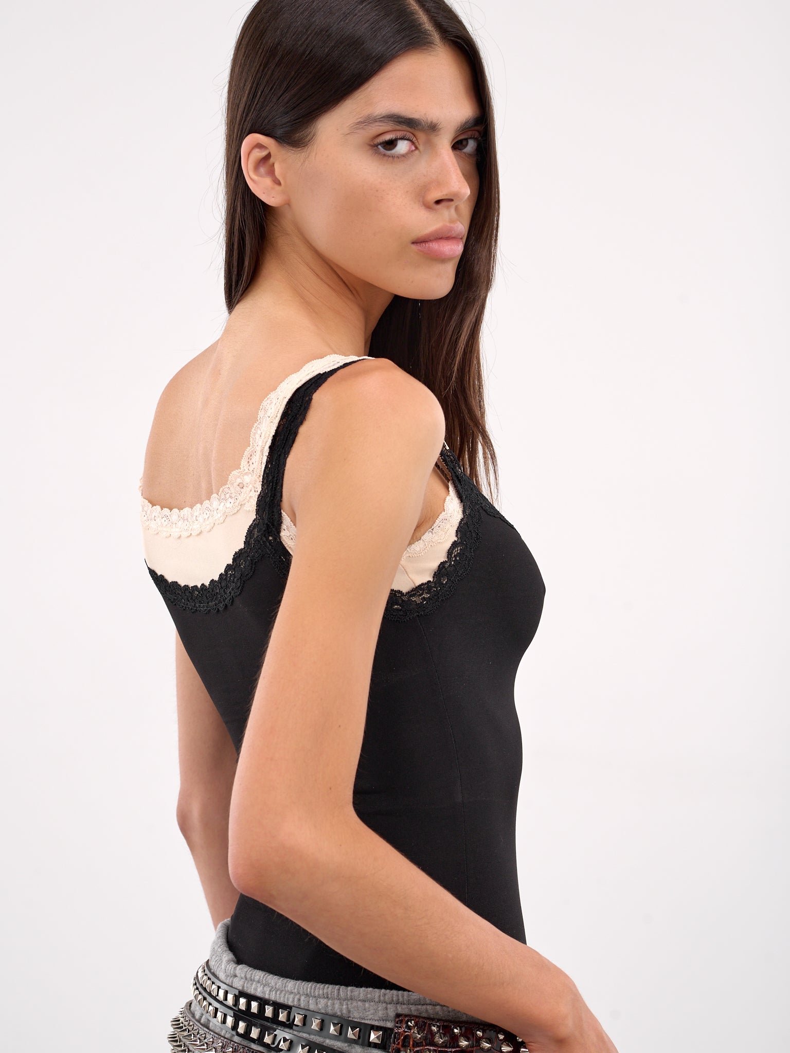 Double Tank Top (T006COL1-BLACK-BEIGE)
