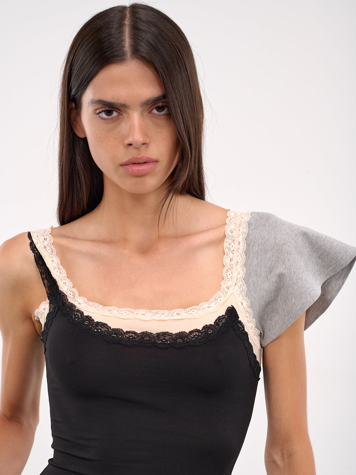 Double Tank Top (T006COL1-BLACK-BEIGE)