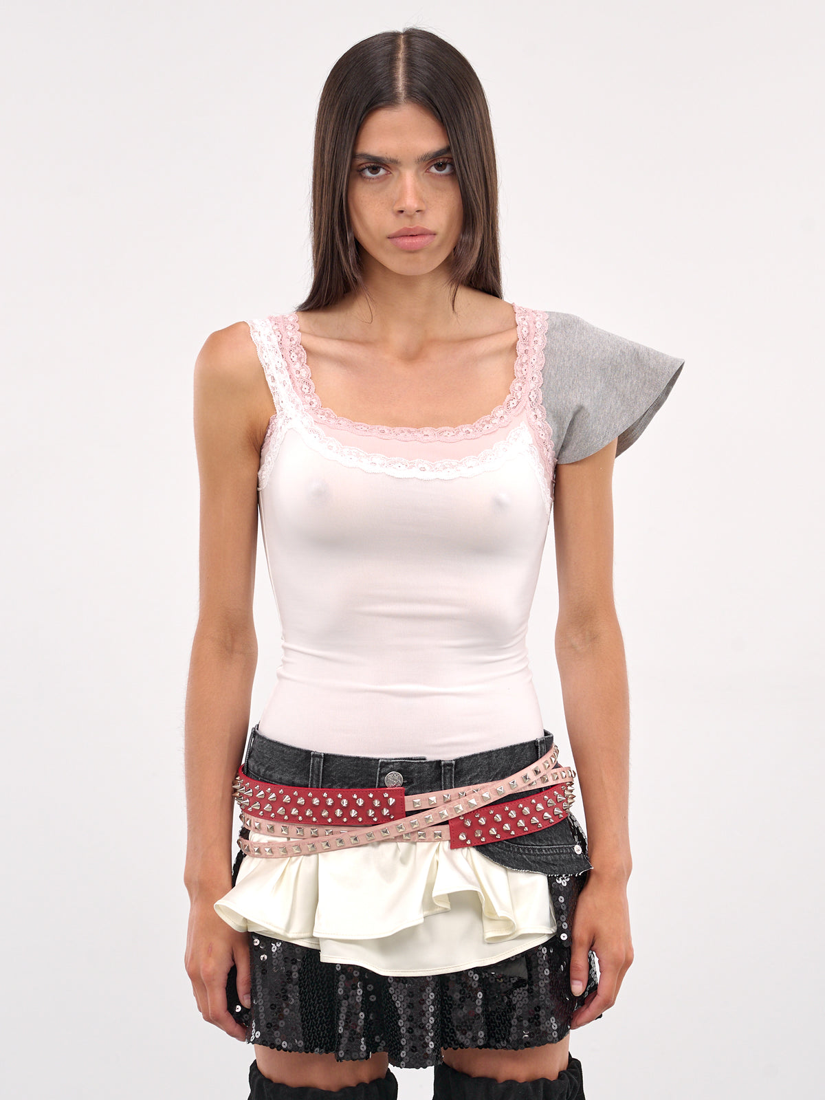 Double Tank Top (T006COL2-WHITE-PINK)