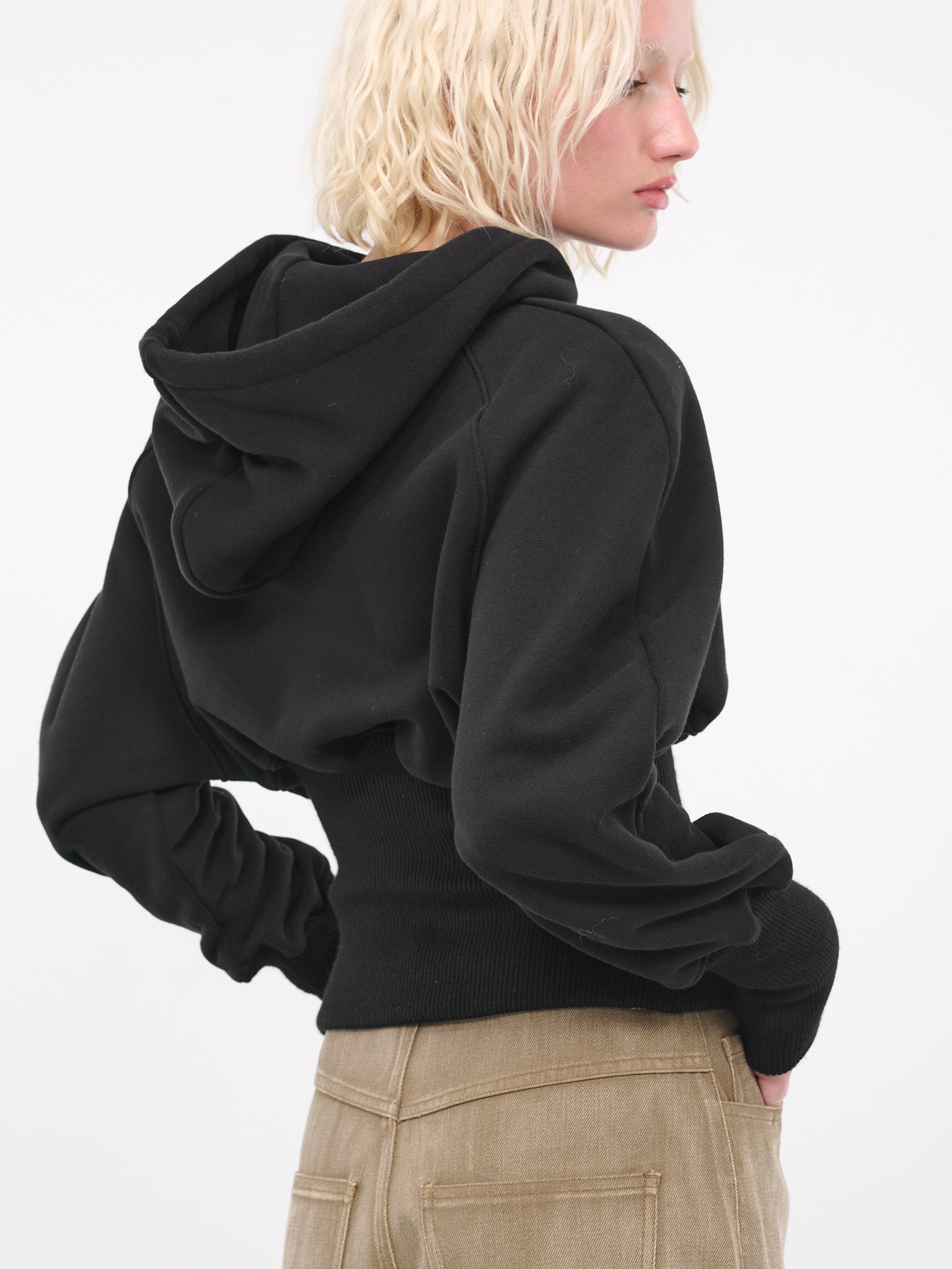 Ribbed Corset Hoodie (T013-BLACK)