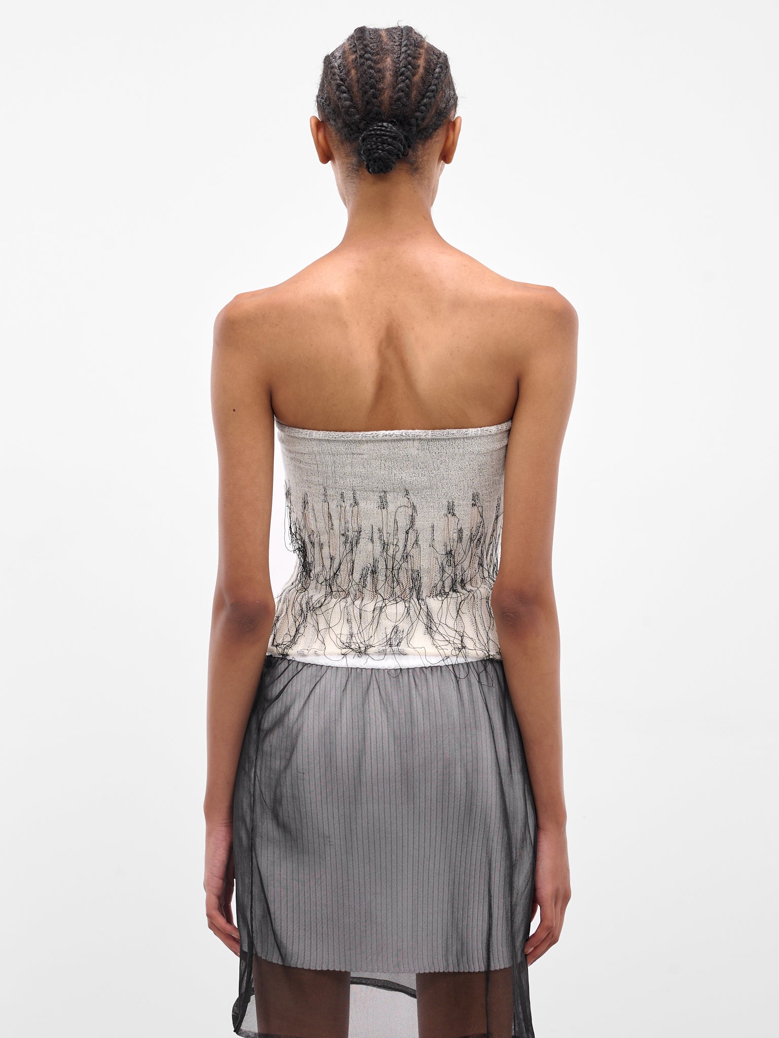 Cream Organic Knit Tube Top (T013-CREAM-BLACK)