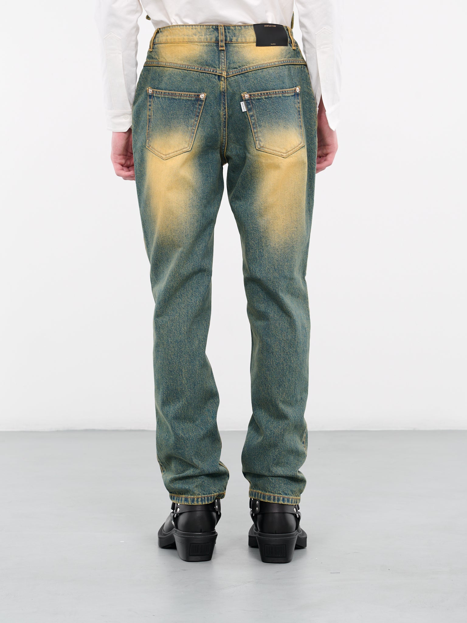 Gathered Corset Jeans (T02-WASHED-GREEN)