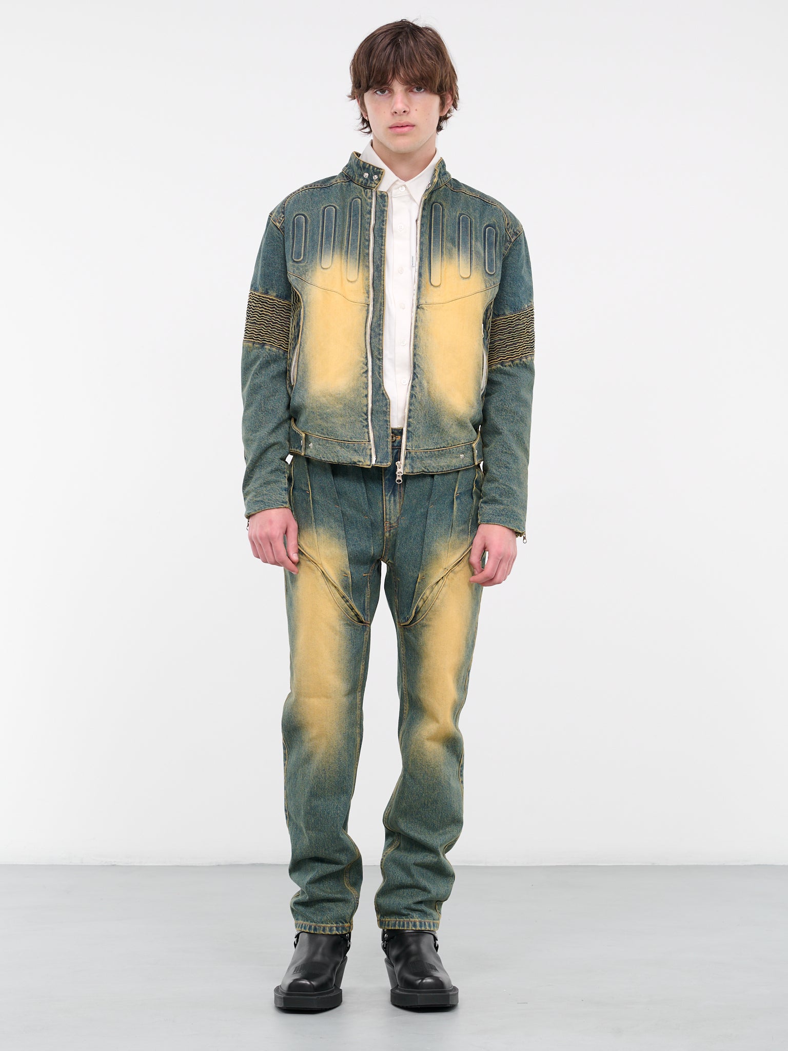 Embossed Denim Jacket (J08-WASHED-GREEN)