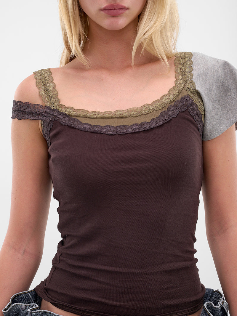 Brown Double Layered Tank Top (T03FW5-BROWN-ARMY-GREEN)