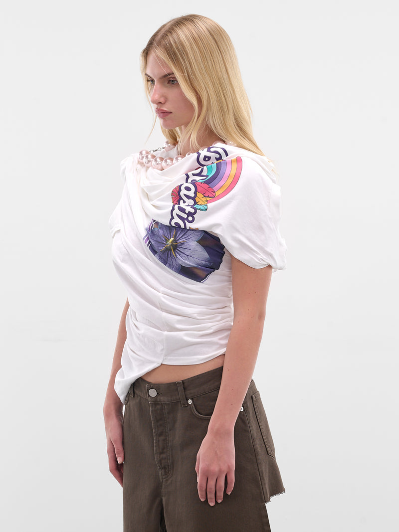 White Twisted Necklace Graphic Tee (T05FW5-WHITE-GREY)