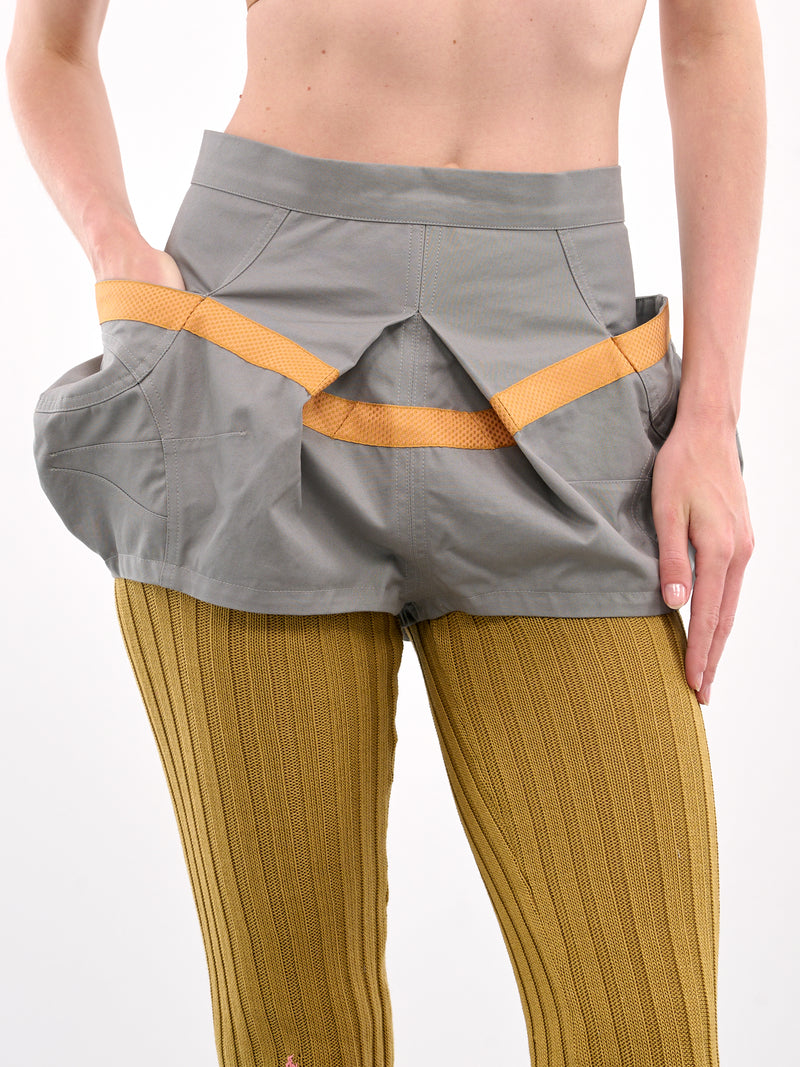 Hybrid Knit Shorts (T06-19-GREY-MUSTARD-PINK)