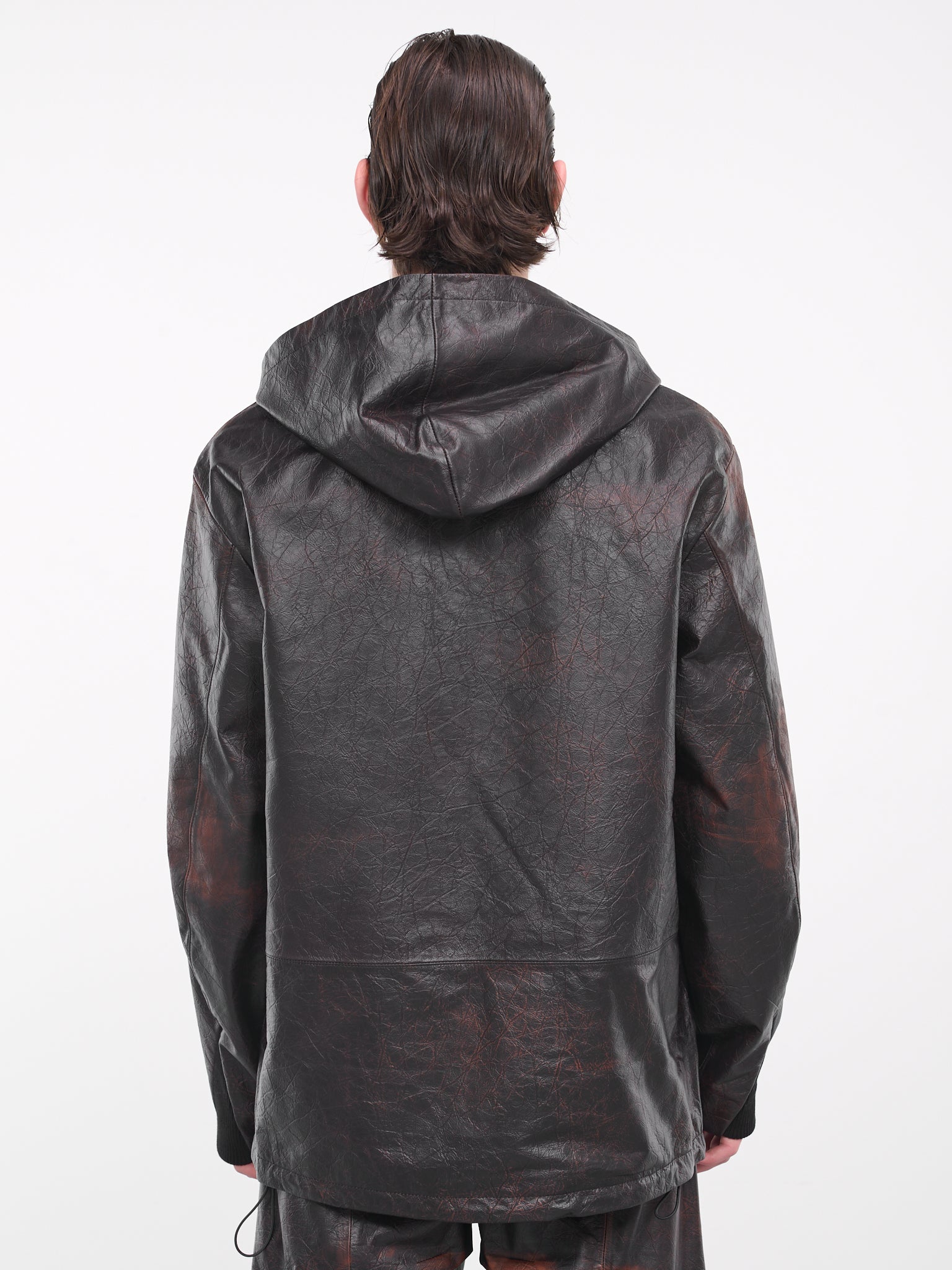 Oversized Leather Hoodie (T06-DB-DARK-BROWN)