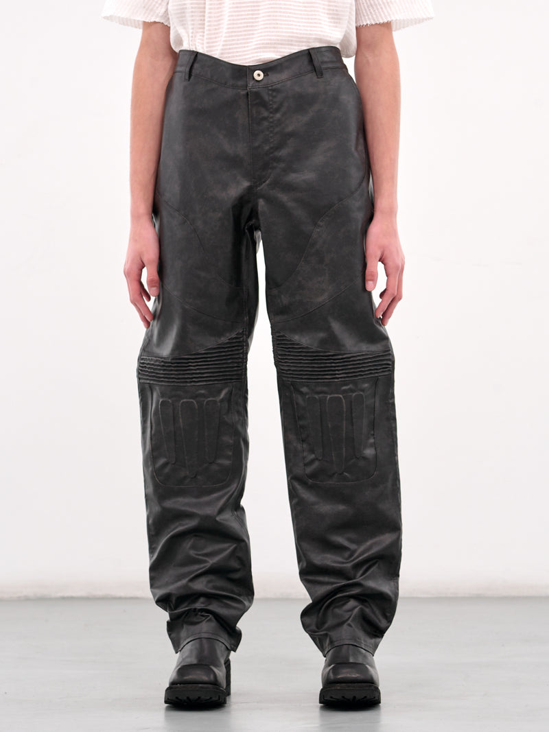 Embossing Faux Leather Trousers (T08-BLACK)