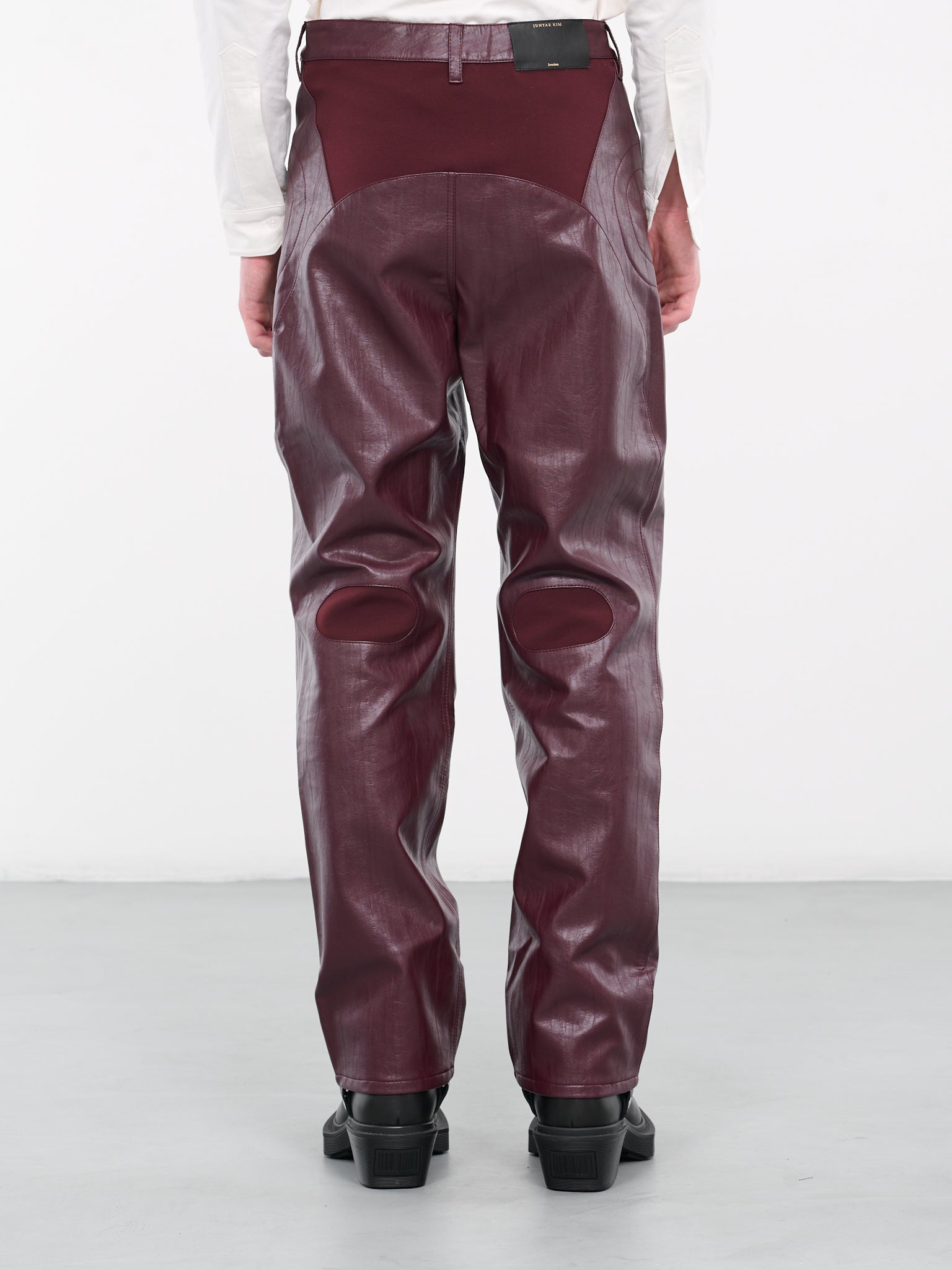 Embossed Faux-Leather Trousers (T11-BURGUNDY)