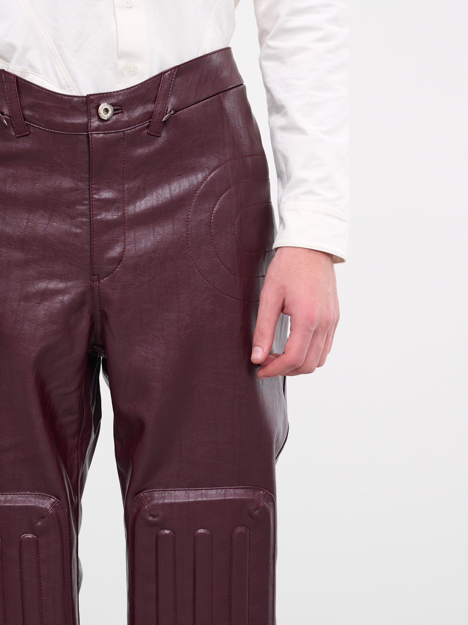 Embossed Faux-Leather Trousers (T11-BURGUNDY)