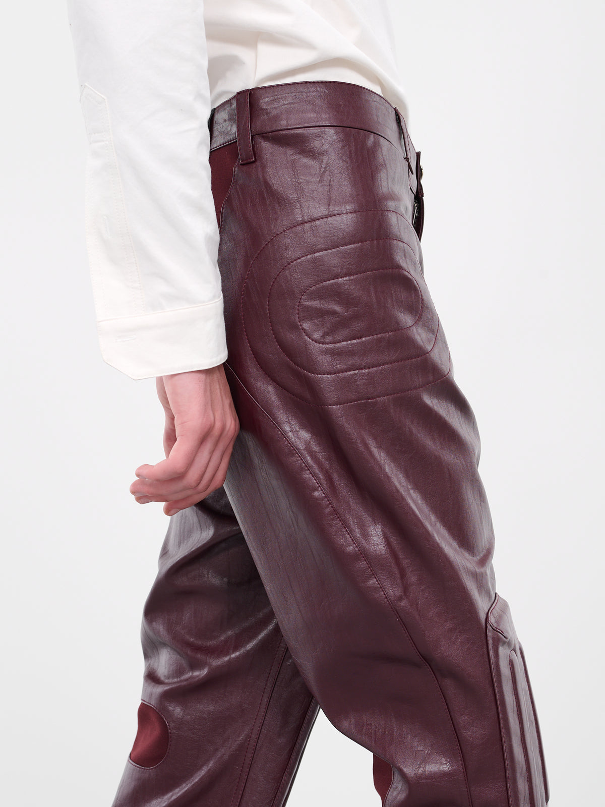 Embossed Faux-Leather Trousers (T11-BURGUNDY)