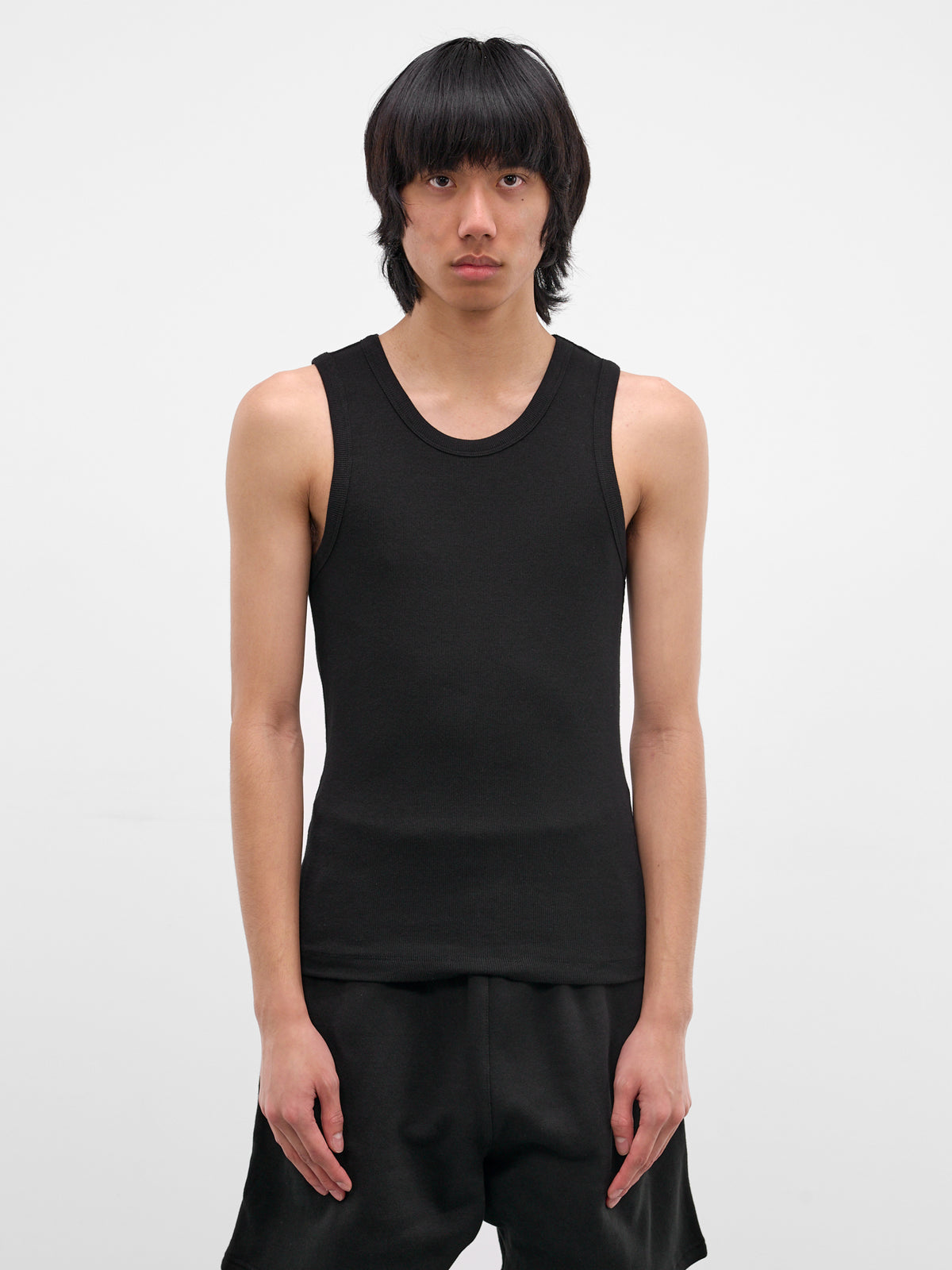 Black Rib-Knit Cotton Tank Top (TA01111-BLACK)