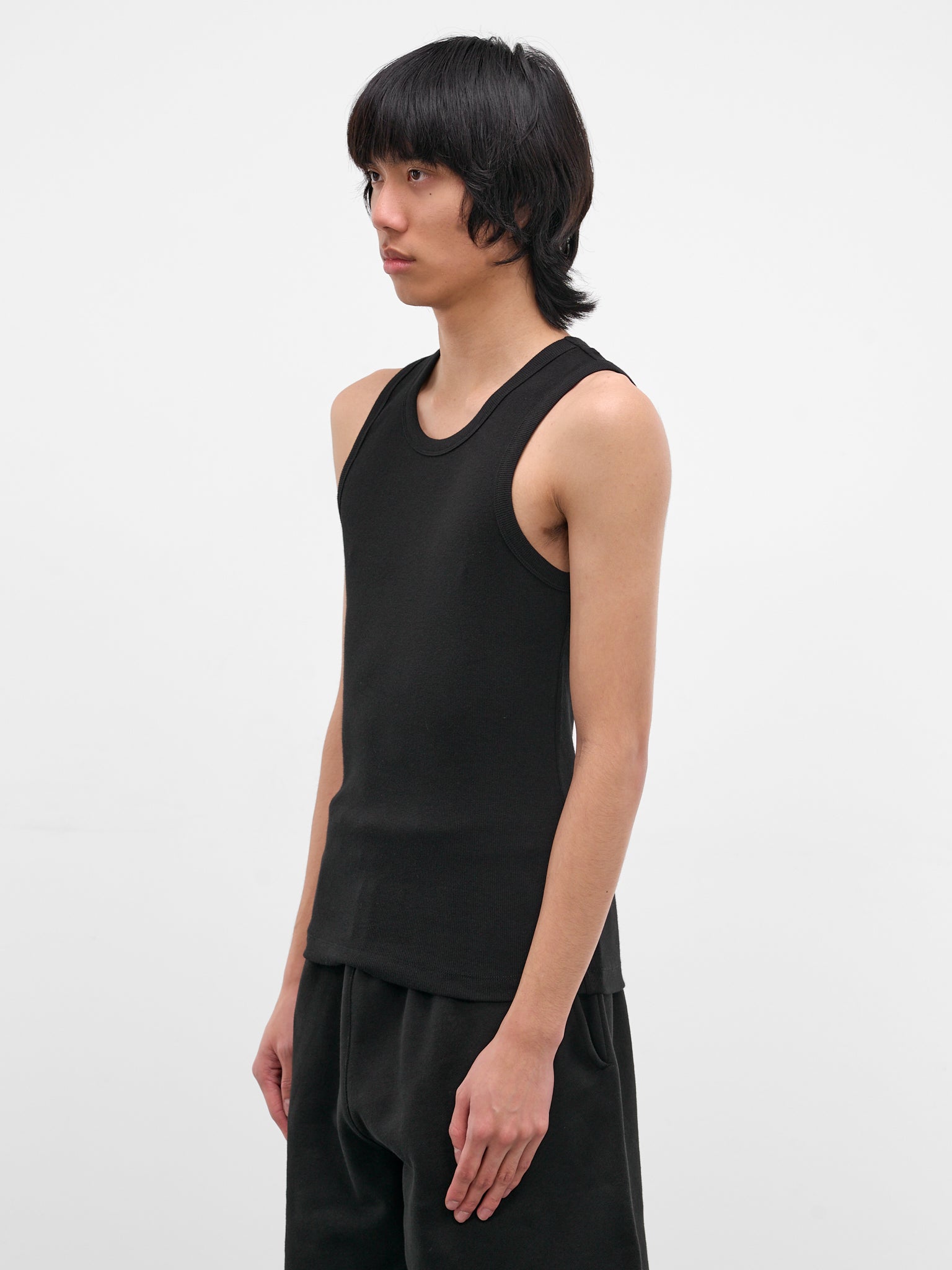 Black Rib-Knit Cotton Tank Top (TA01111-BLACK)