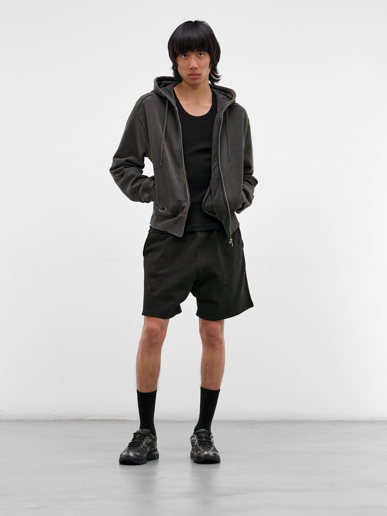 Black Cotton Baggy Sweat Shorts (SH01012-BLACK)