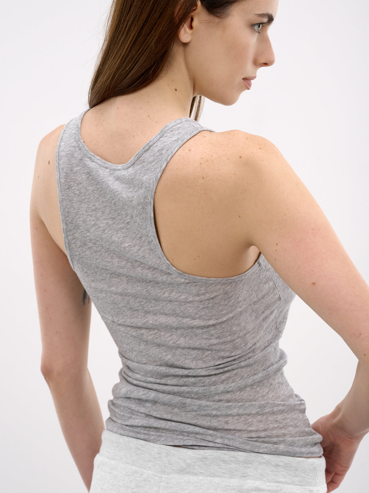 Gray Cotton Racerback Tank Top (TA01908-GREY-MARLE)