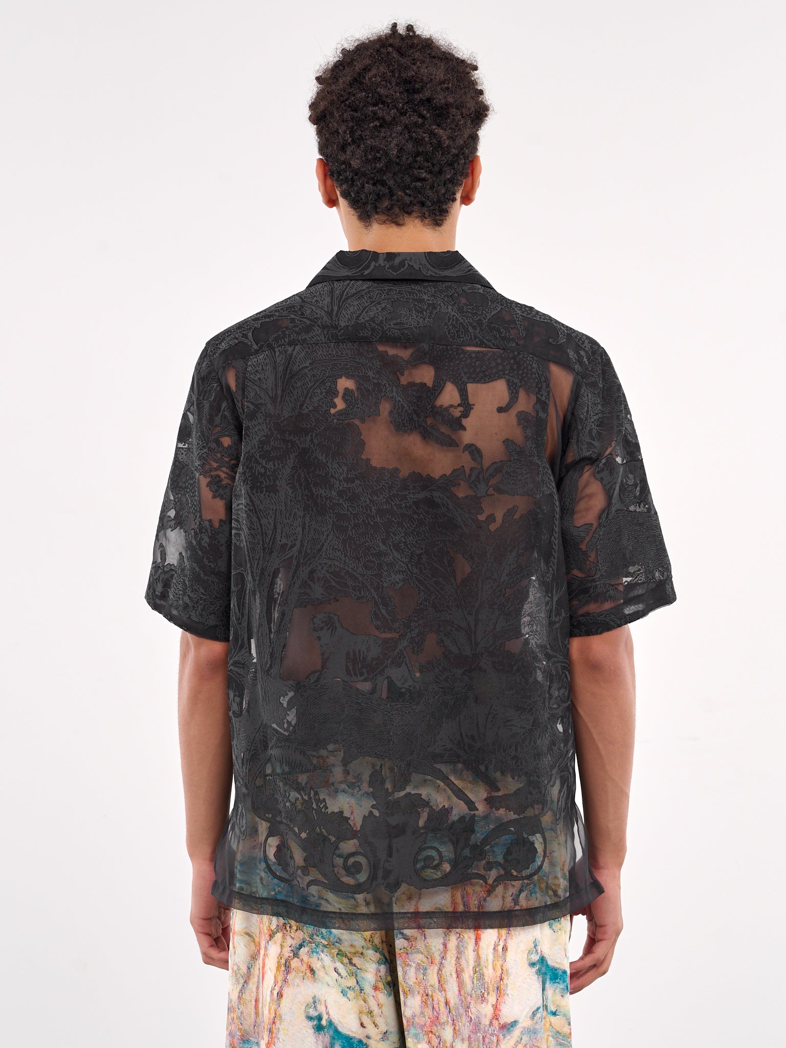 Sheer Patterned Shirt (TA25SS-SH036-BLACK)