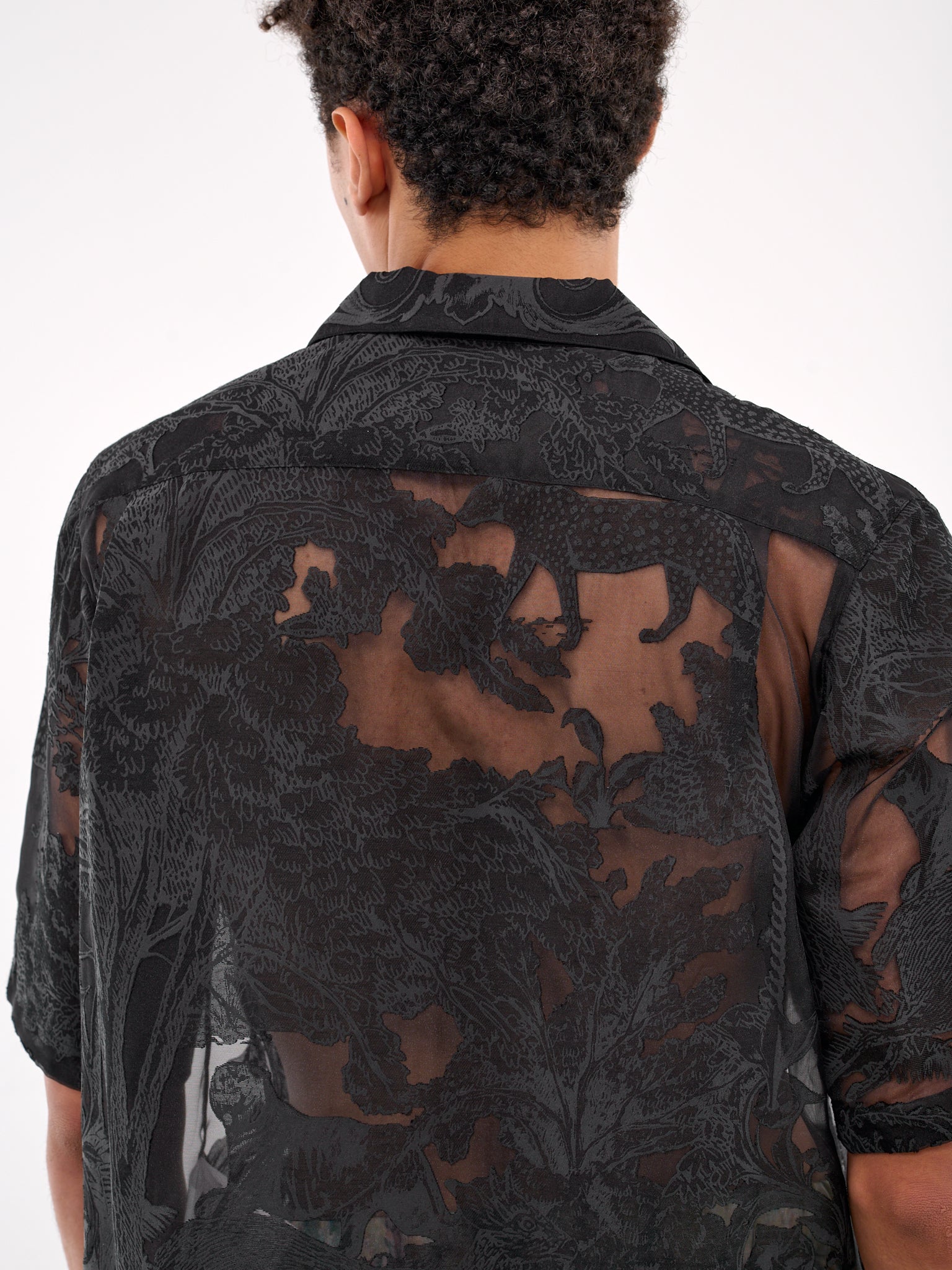Sheer Patterned Shirt (TA25SS-SH036-BLACK)