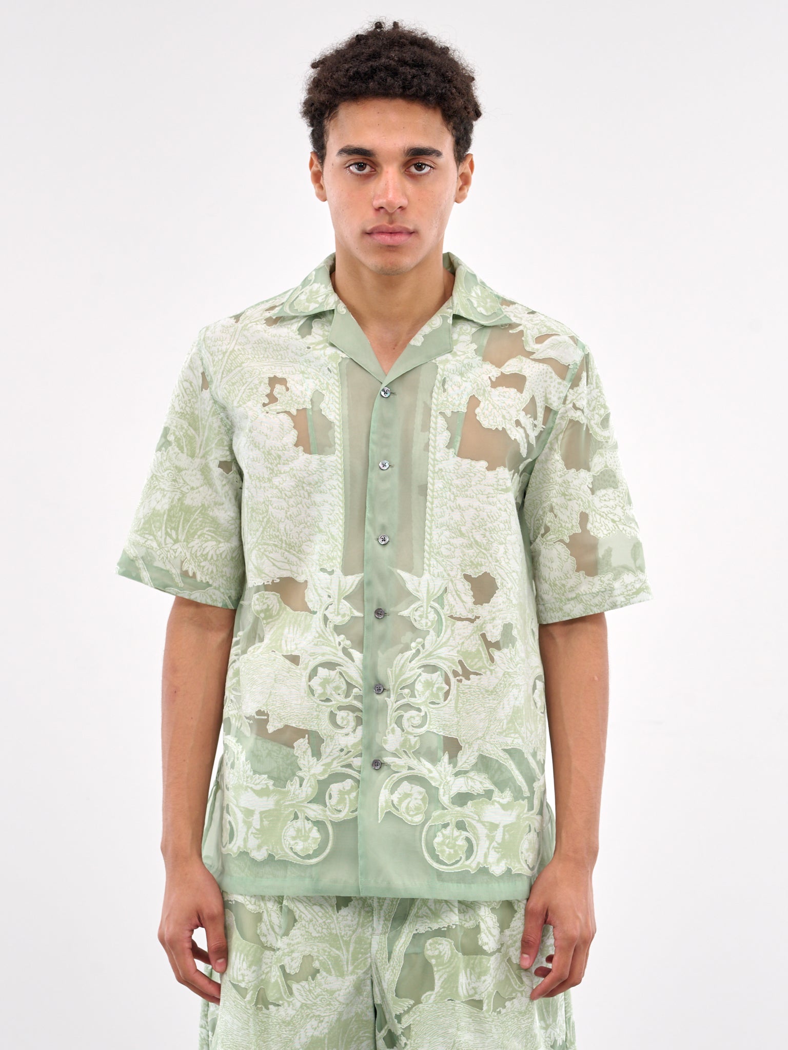 Sheer Patterned Shirt (TA25SS-SH036-GREEN)