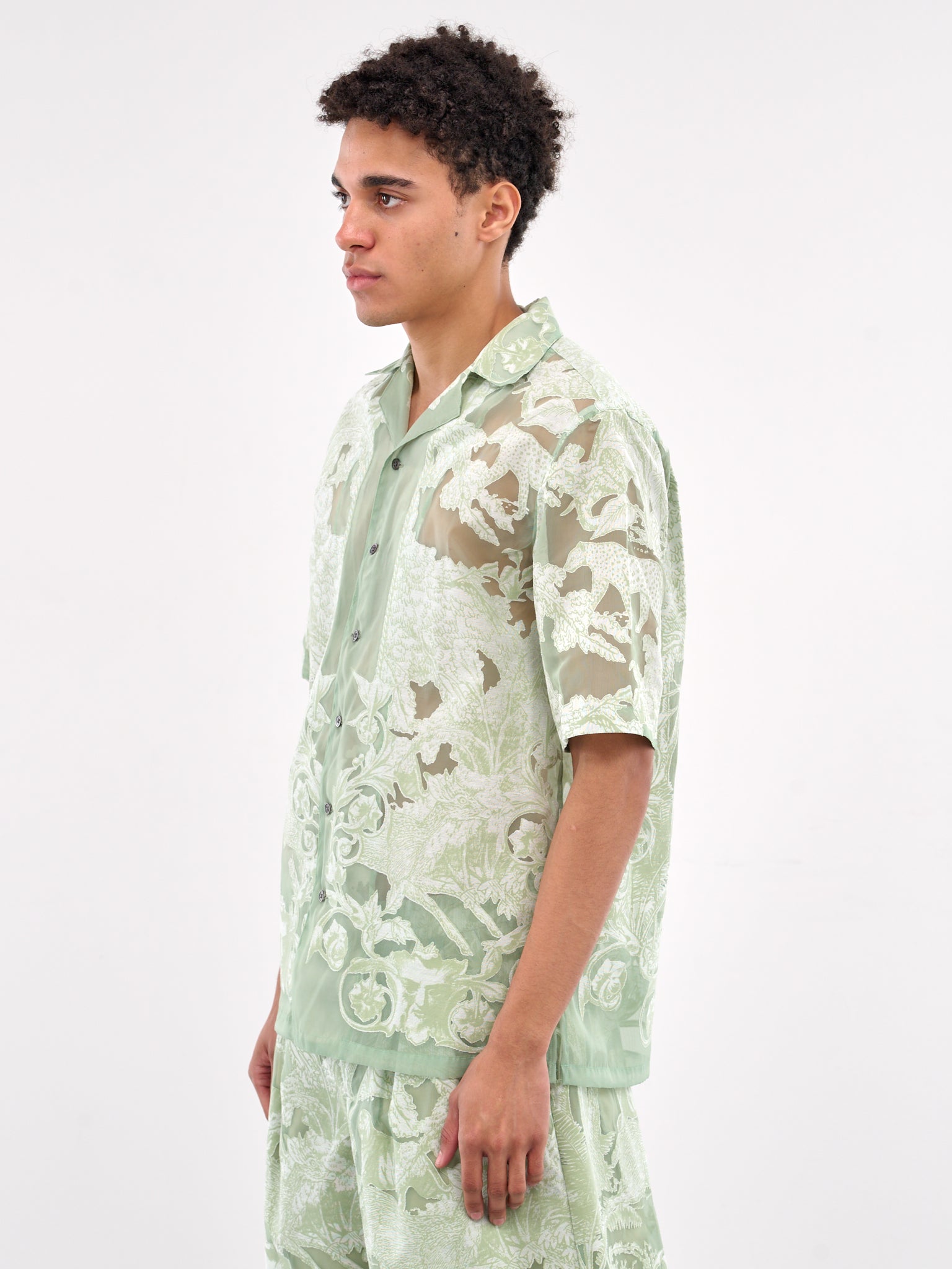 Sheer Patterned Shirt (TA25SS-SH036-GREEN)