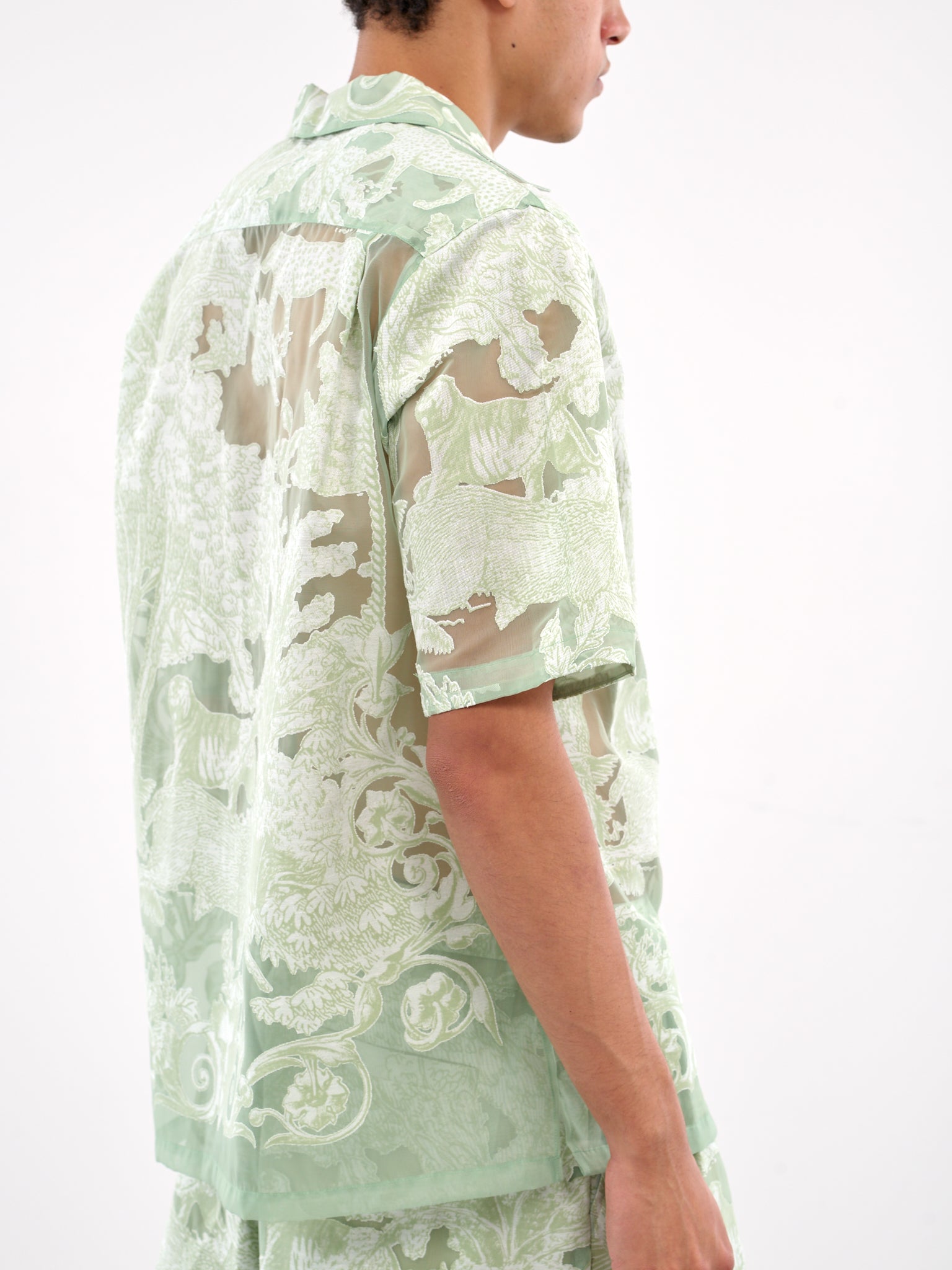 Sheer Patterned Shirt (TA25SS-SH036-GREEN)