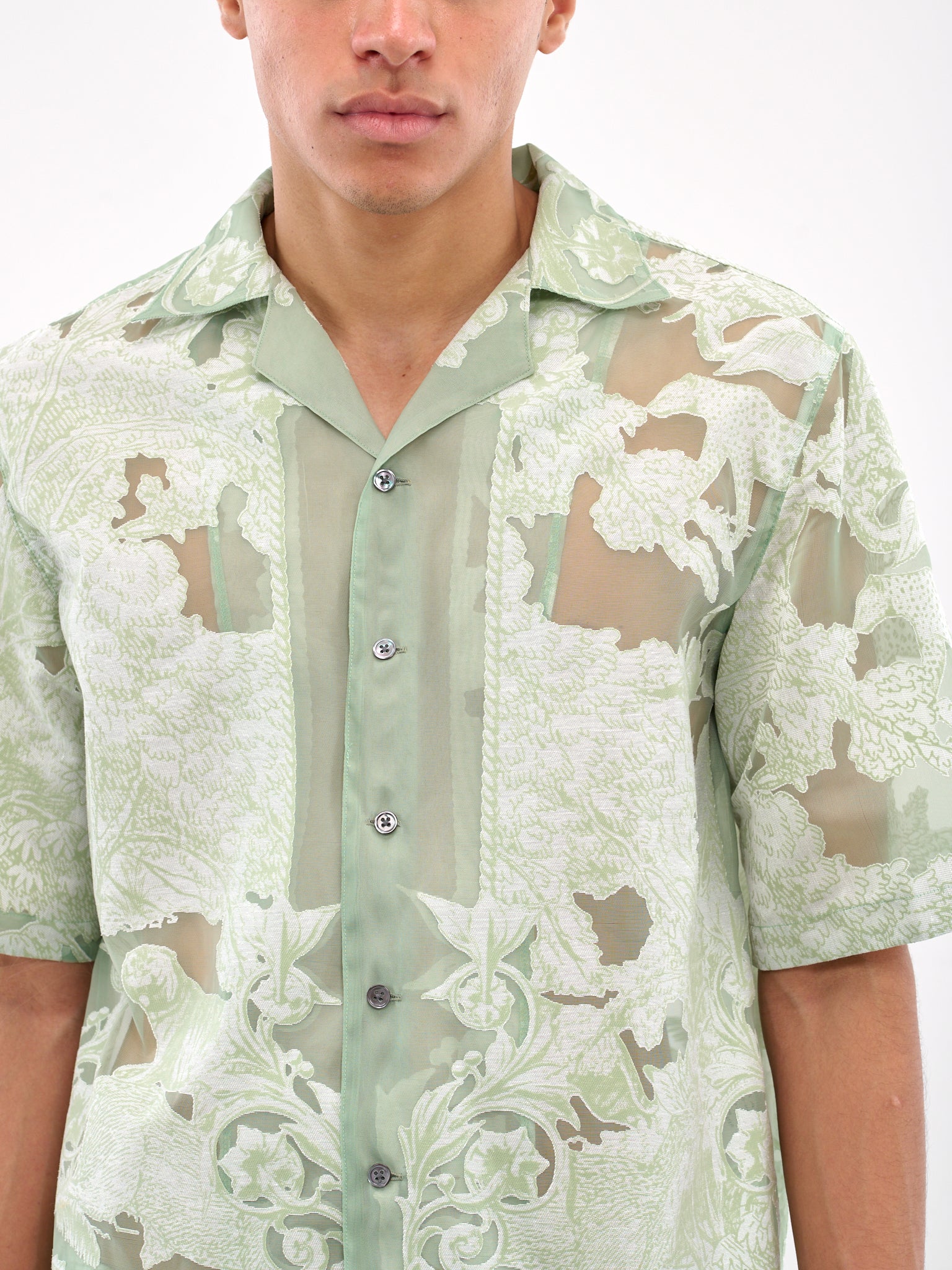 Sheer Patterned Shirt (TA25SS-SH036-GREEN)