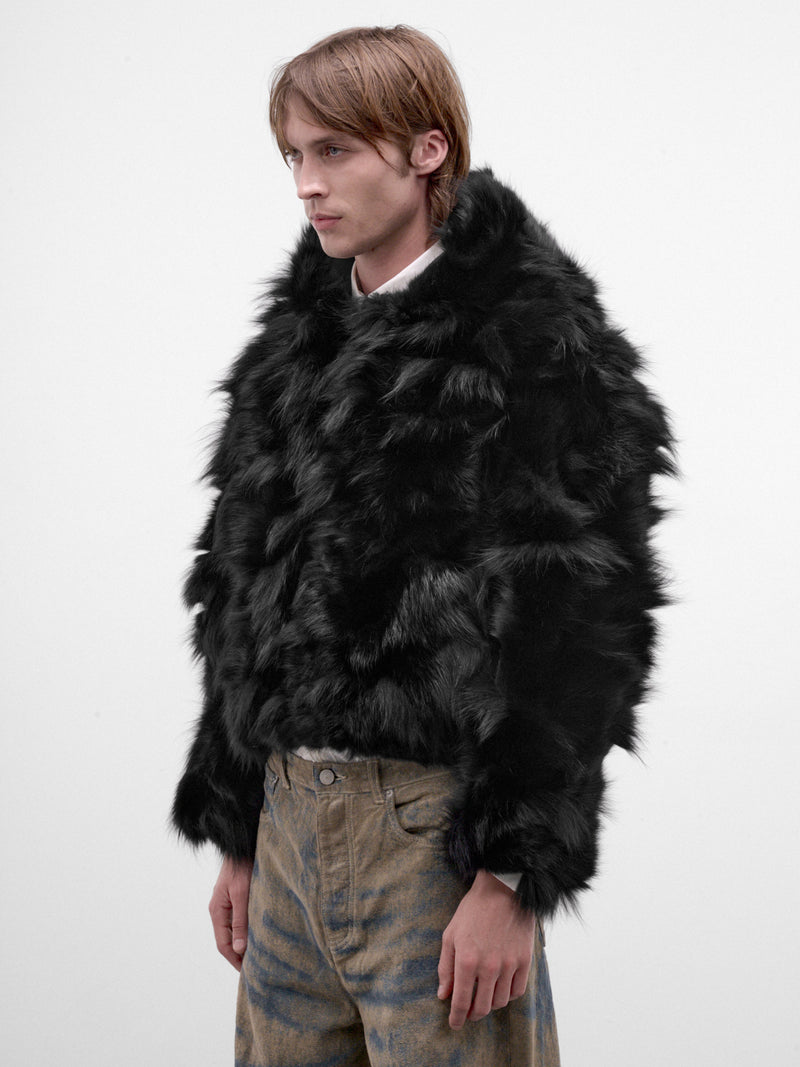 Black Fox Fur Hoodie (TA26AW-BL025-BLACK)
