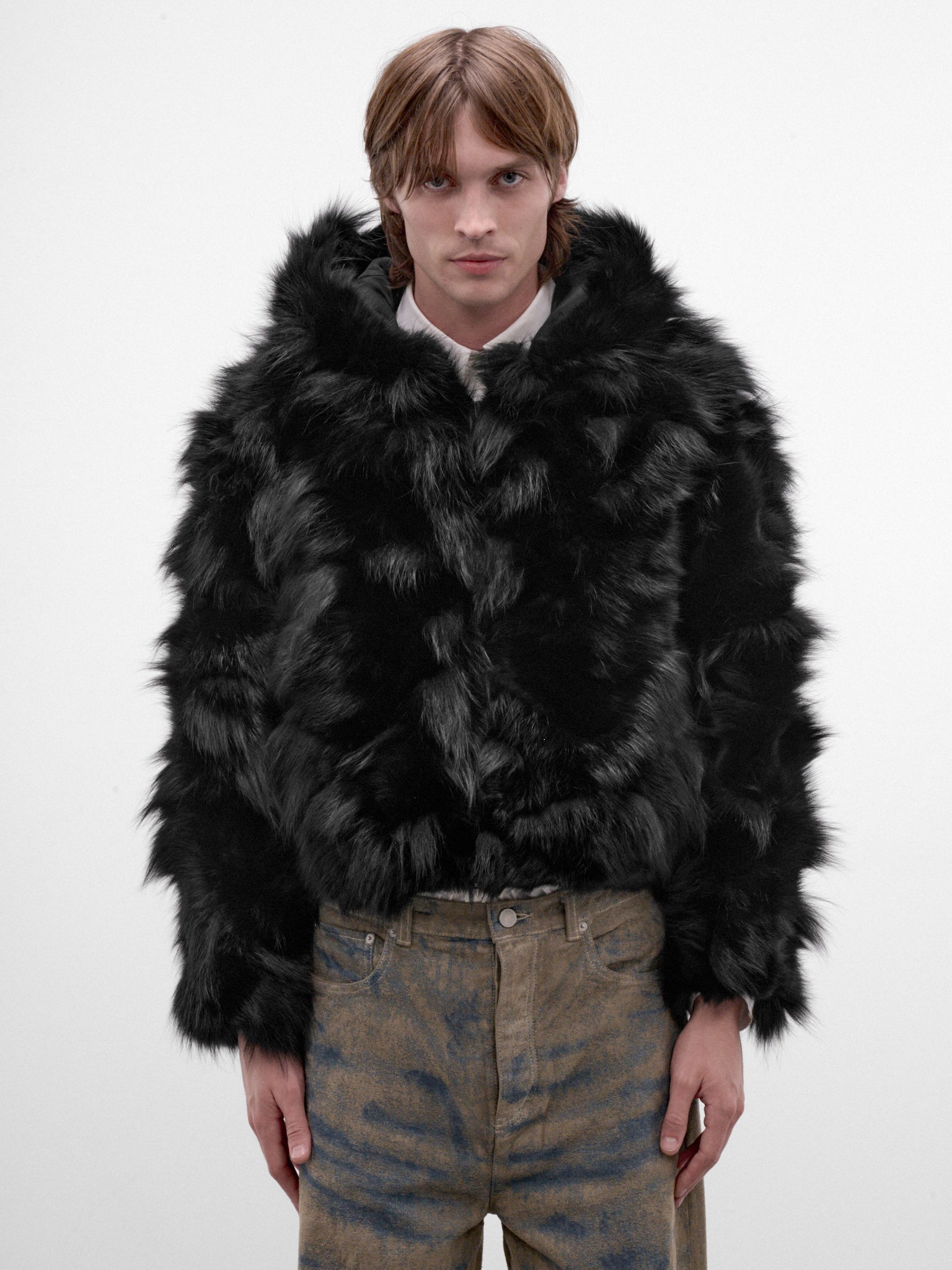 Black Fox Fur Hoodie (TA26AW-BL025-BLACK)