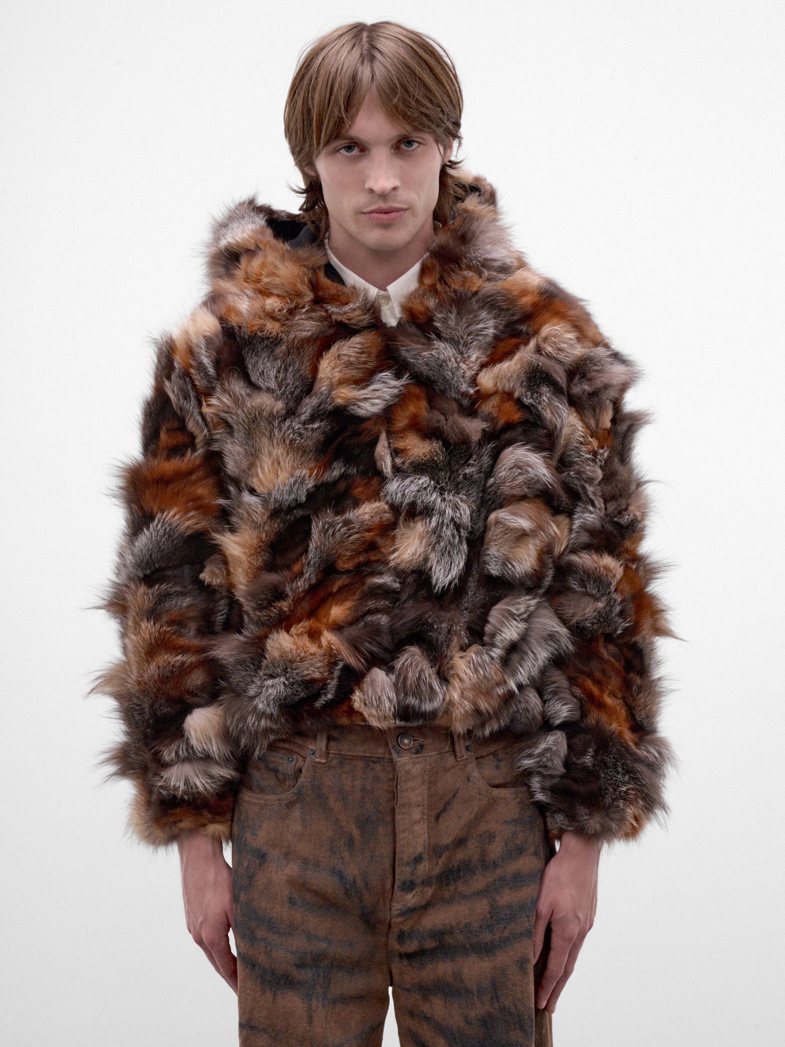 Brown Fox Fur Hoodie (TA26AW-BL025-BROWN)