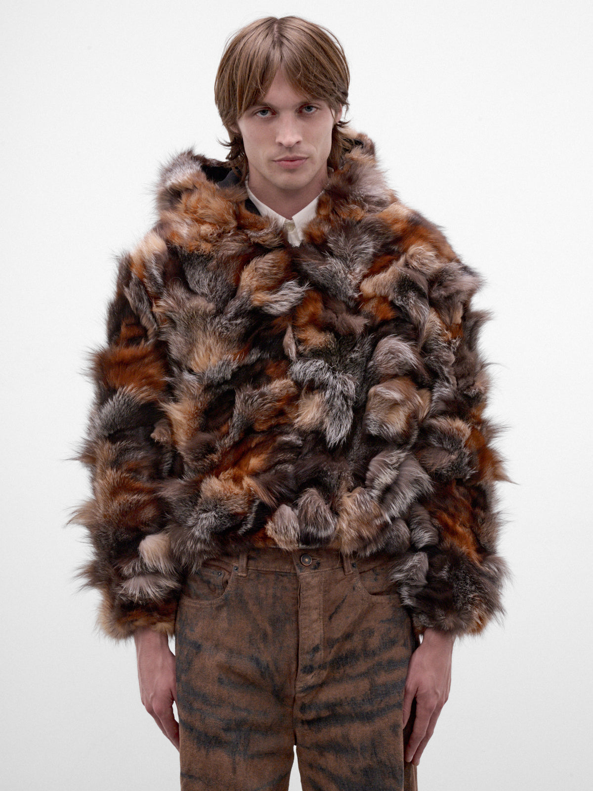 Brown Fox Fur Hoodie (TA26AW-BL025-BROWN)