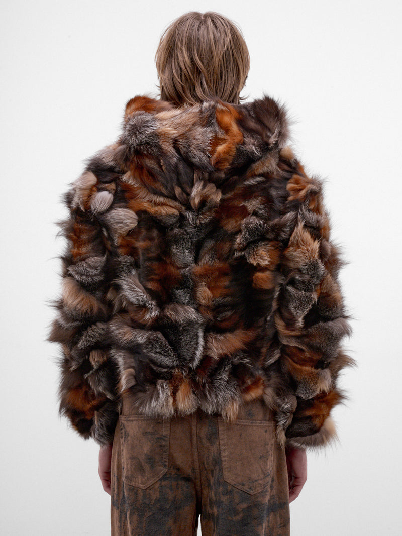 Brown Fox Fur Hoodie (TA26AW-BL025-BROWN)