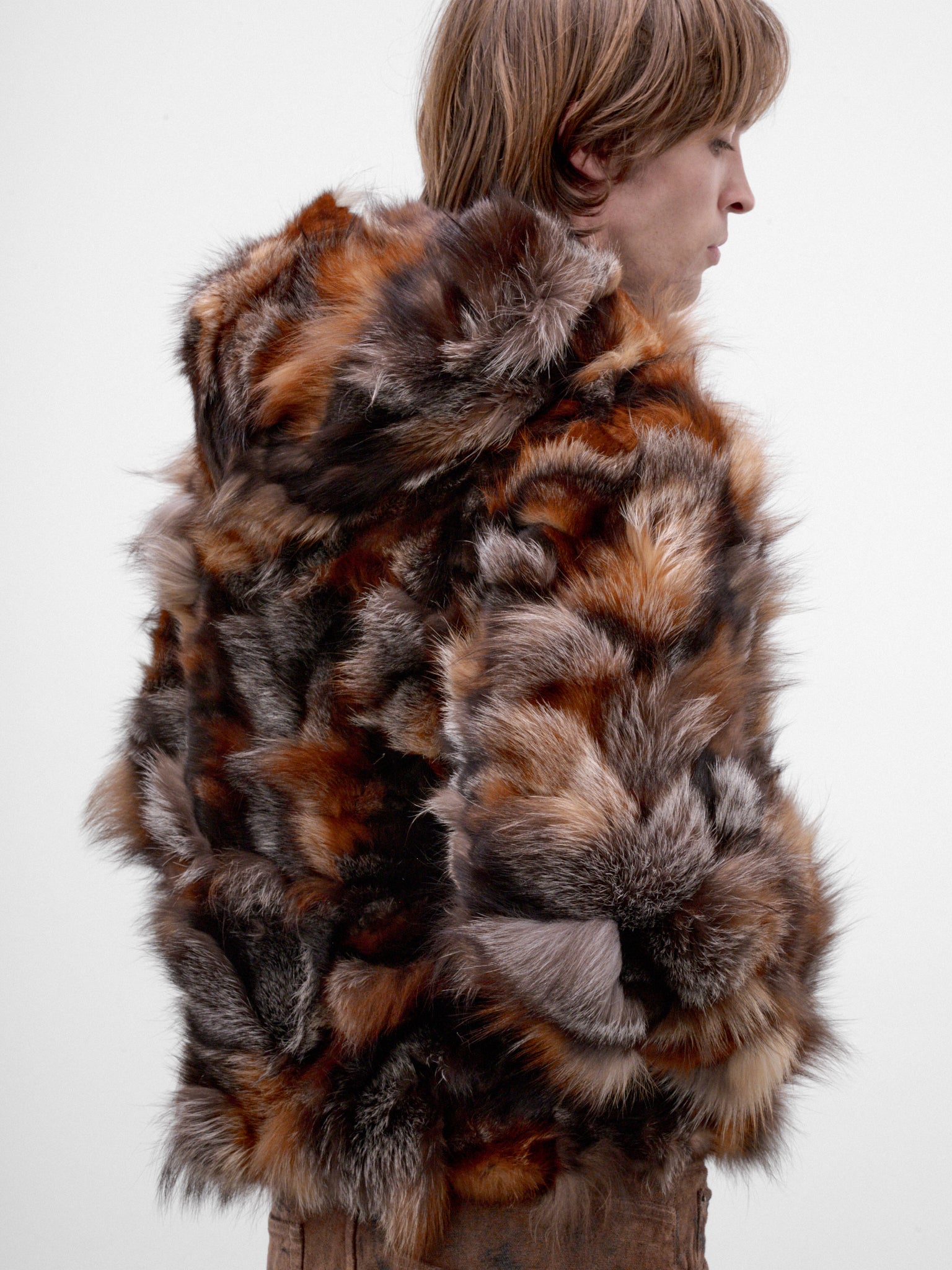 Brown Fox Fur Hoodie (TA26AW-BL025-BROWN)