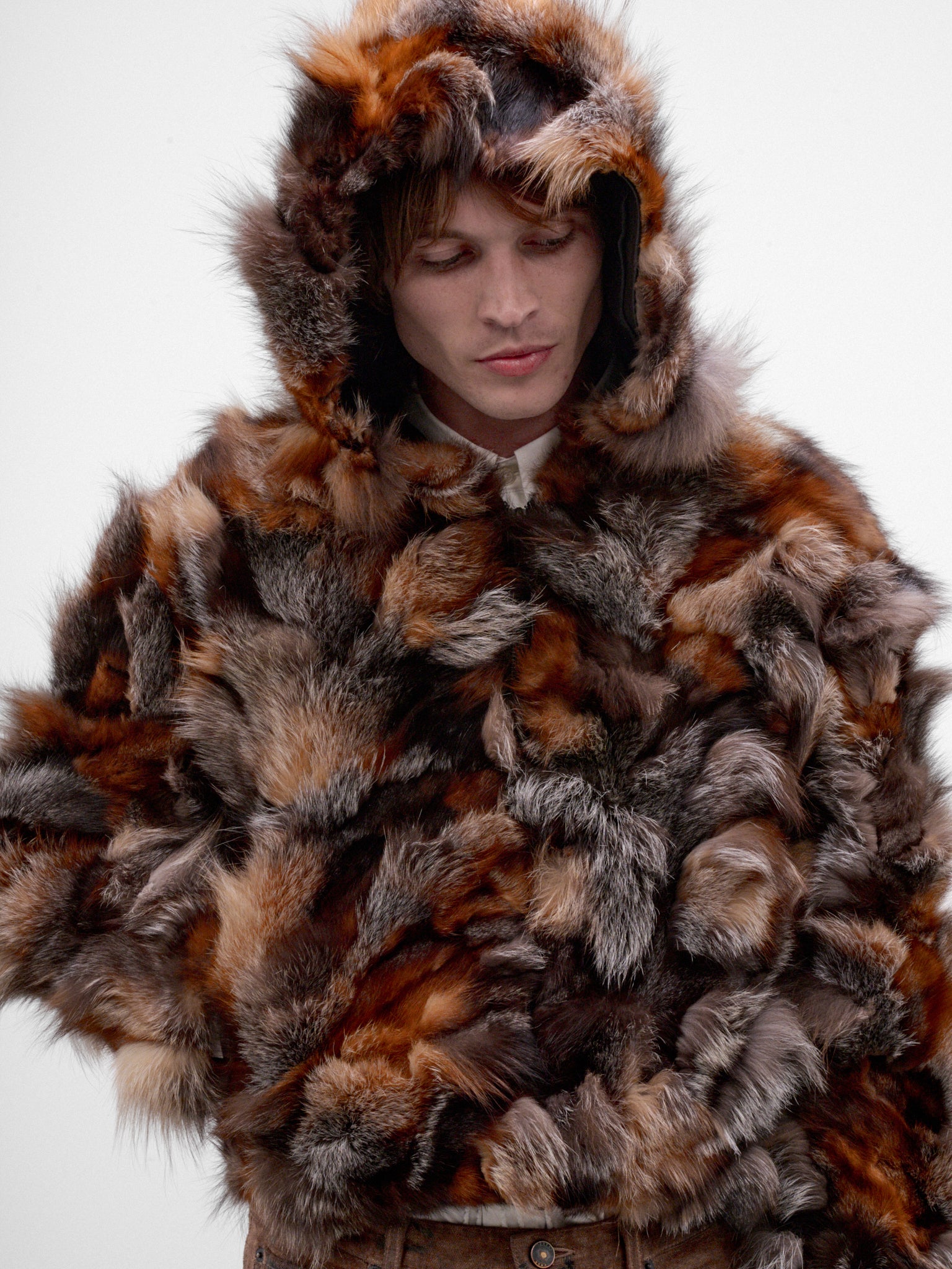 Brown Fox Fur Hoodie (TA26AW-BL025-BROWN)
