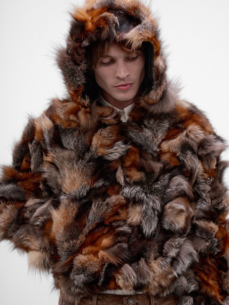 Brown Fox Fur Hoodie (TA26AW-BL025-BROWN)