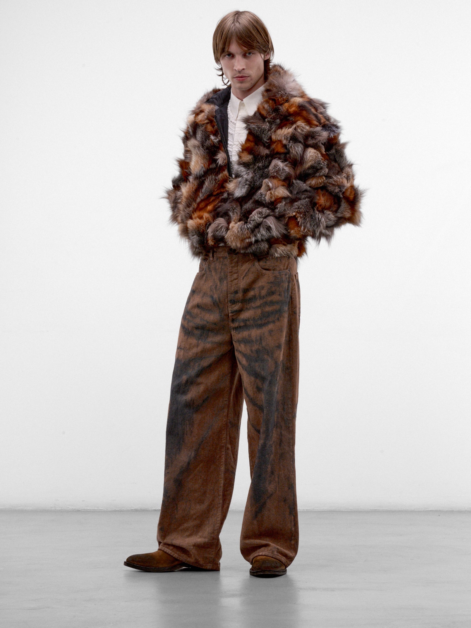 Brown Fox Fur Hoodie (TA26AW-BL025-BROWN)