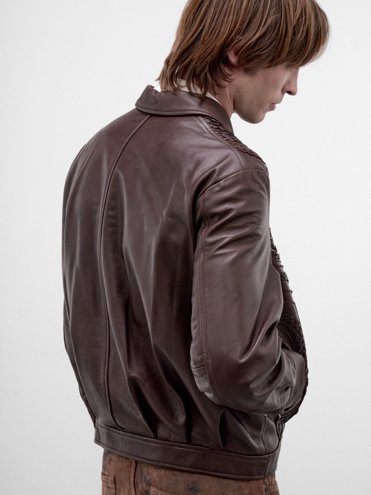 Brown Leather Zip Jacket (TA26AW-BL076-BROWN)