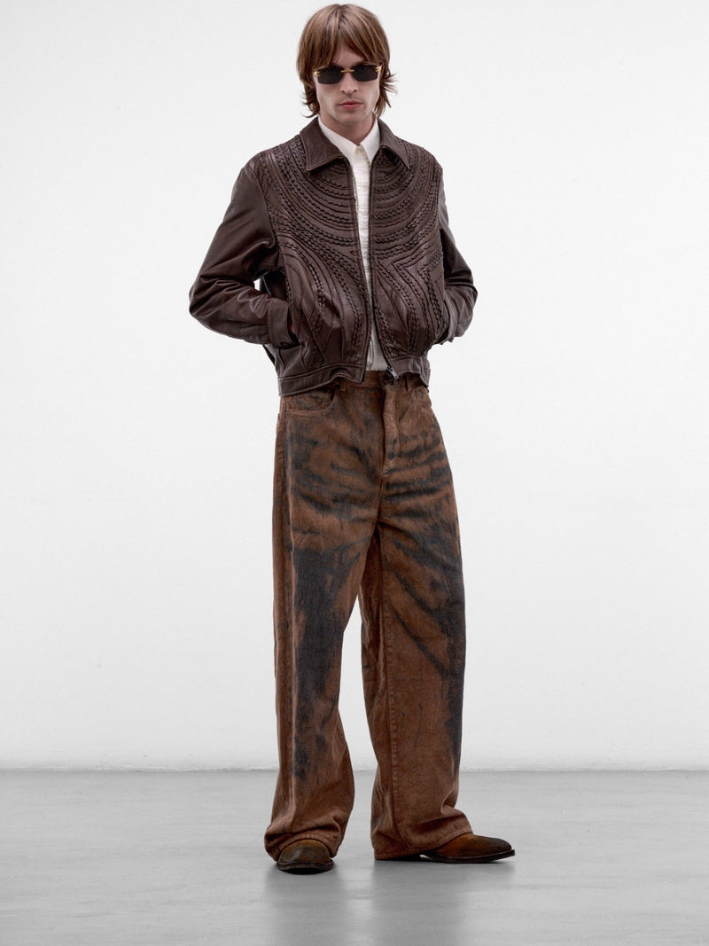 Brown Leather Zip Jacket (TA26AW-BL076-BROWN)