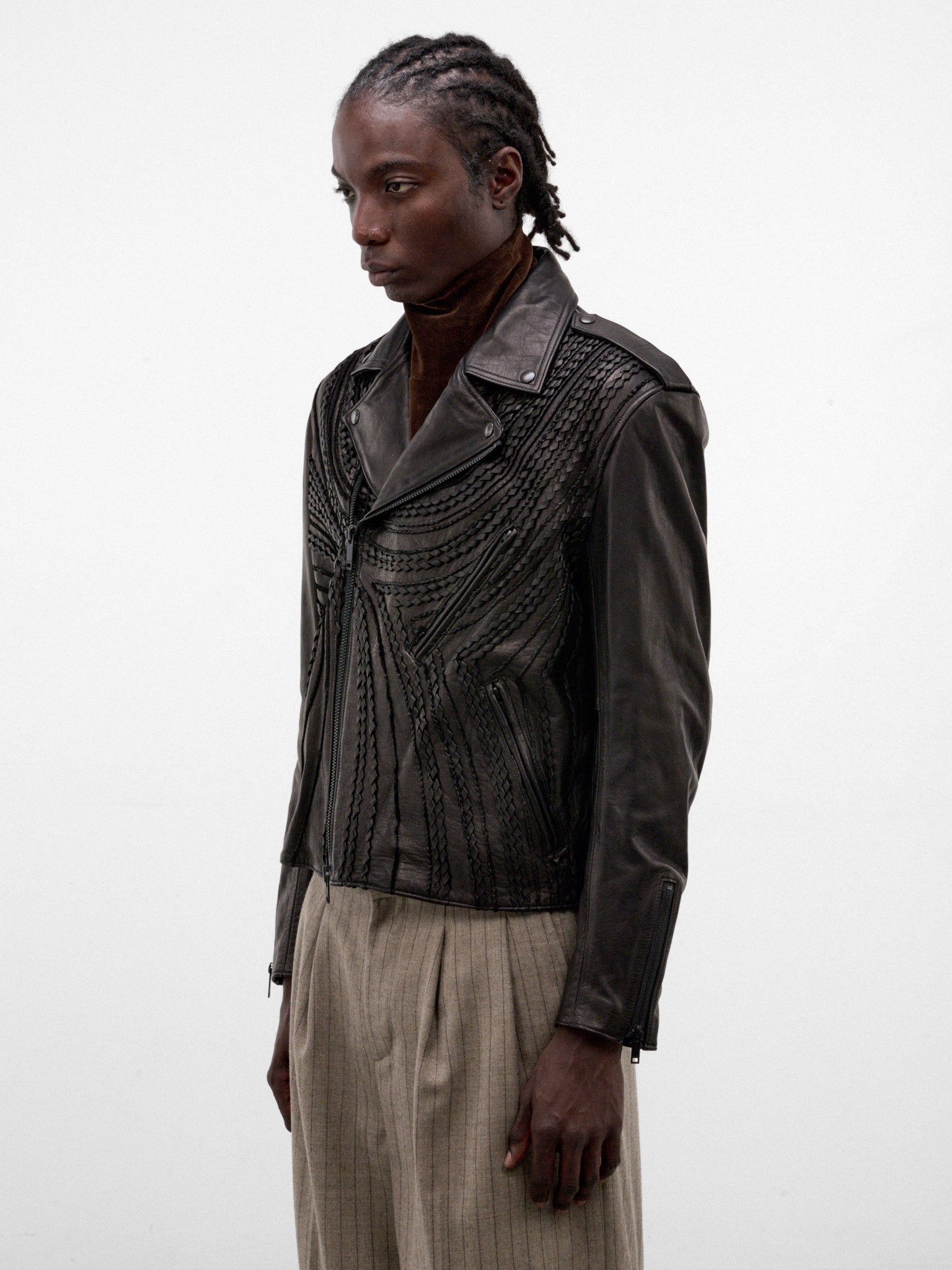 Black Leather Riders Jacket (TA26AW-BLO27-BLACK)