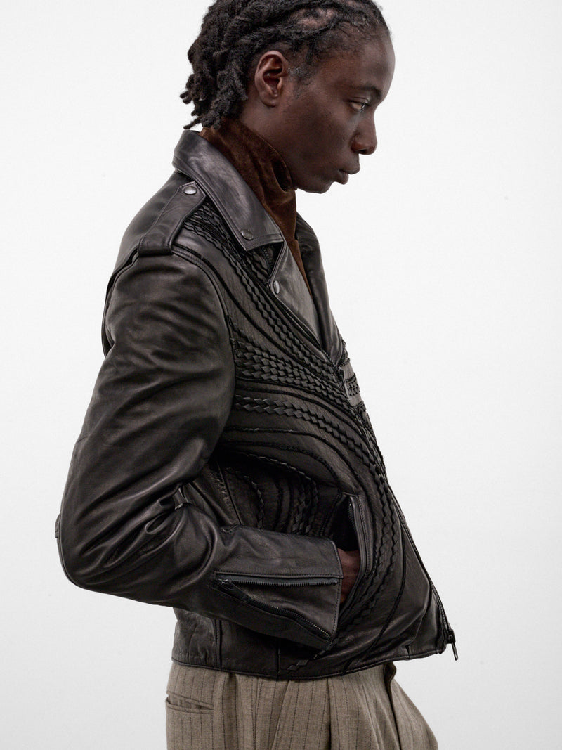 Black Leather Riders Jacket (TA26AW-BLO27-BLACK)