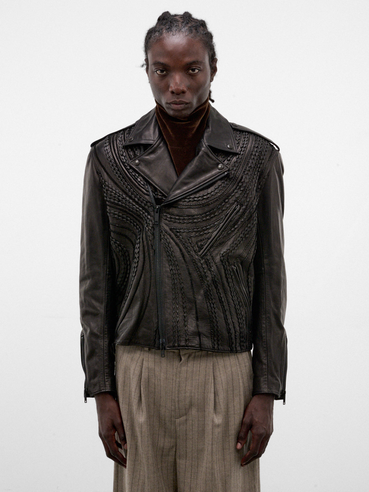 Black Leather Riders Jacket (TA26AW-BLO27-BLACK)
