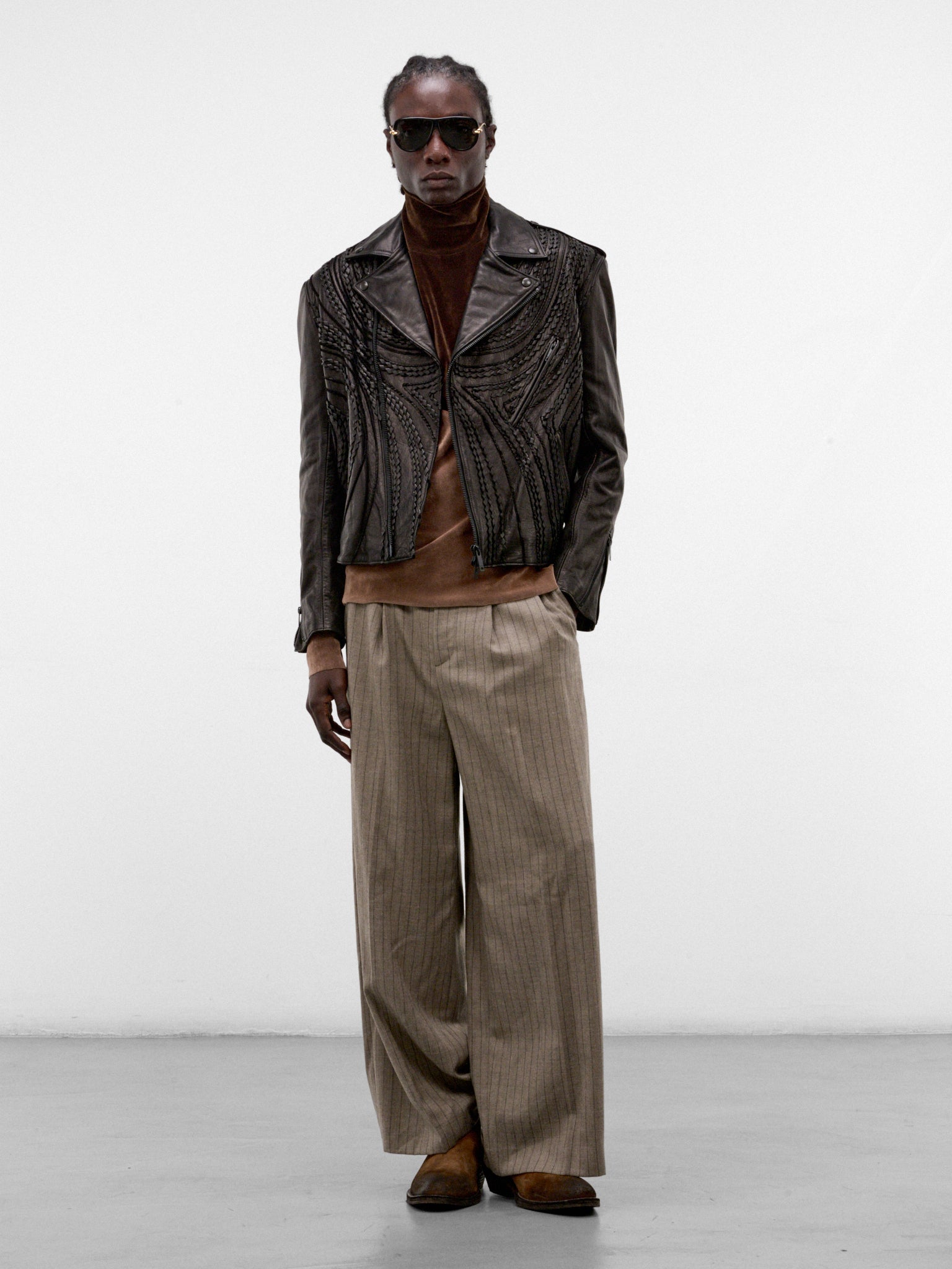 Beige Jōmon Relief Wide Trousers (TA26AW-PT063-BEIGE)