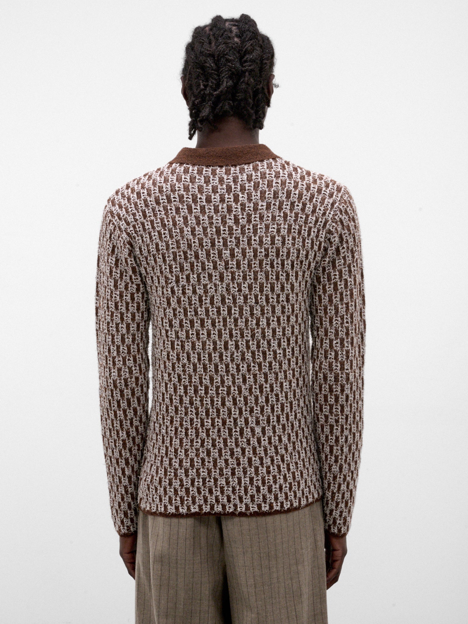 Brown Cotton Boucle Birdseye Knit (TA26AW-KN045-BROWN)