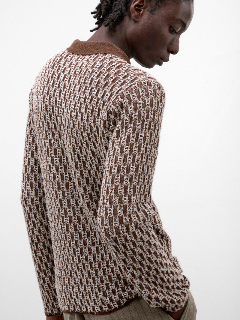 Brown Cotton Boucle Birdseye Knit (TA26AW-KN045-BROWN)