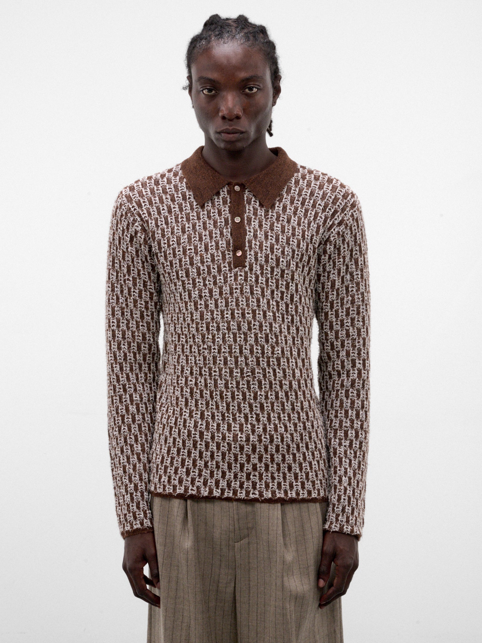 Brown Cotton Boucle Birdseye Knit (TA26AW-KN045-BROWN)