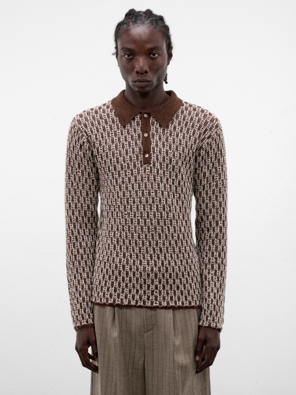 Brown Cotton Boucle Birdseye Knit (TA26AW-KN045-BROWN)