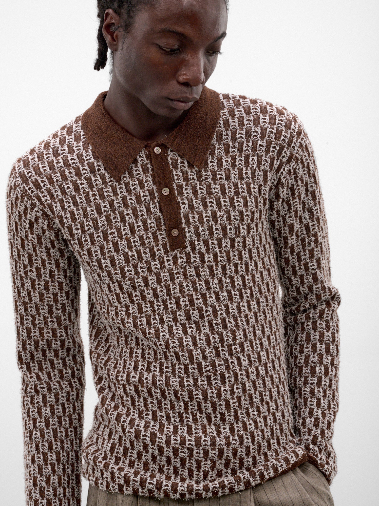 Brown Cotton Boucle Birdseye Knit (TA26AW-KN045-BROWN)