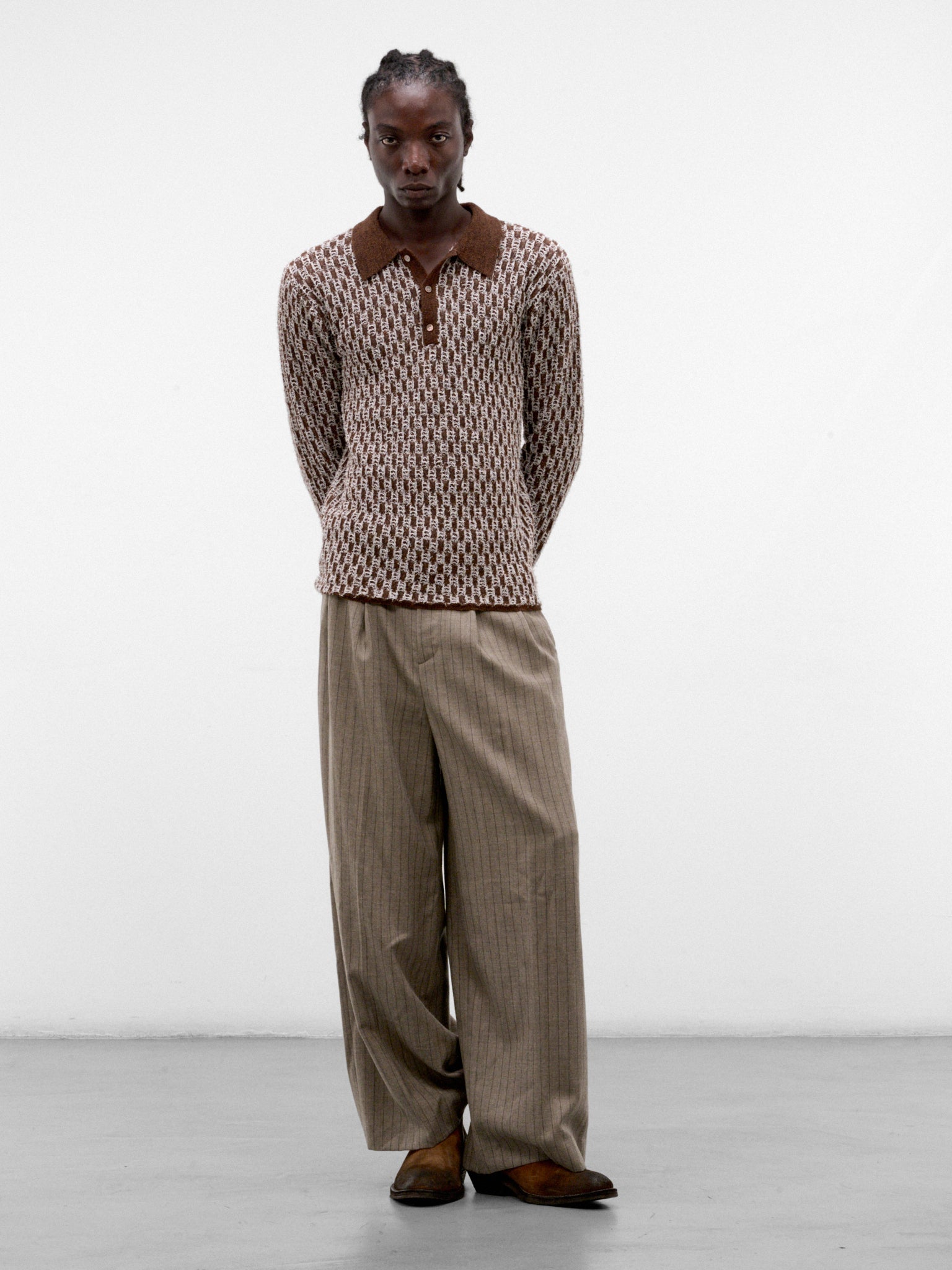 Brown Cotton Boucle Birdseye Knit (TA26AW-KN045-BROWN)
