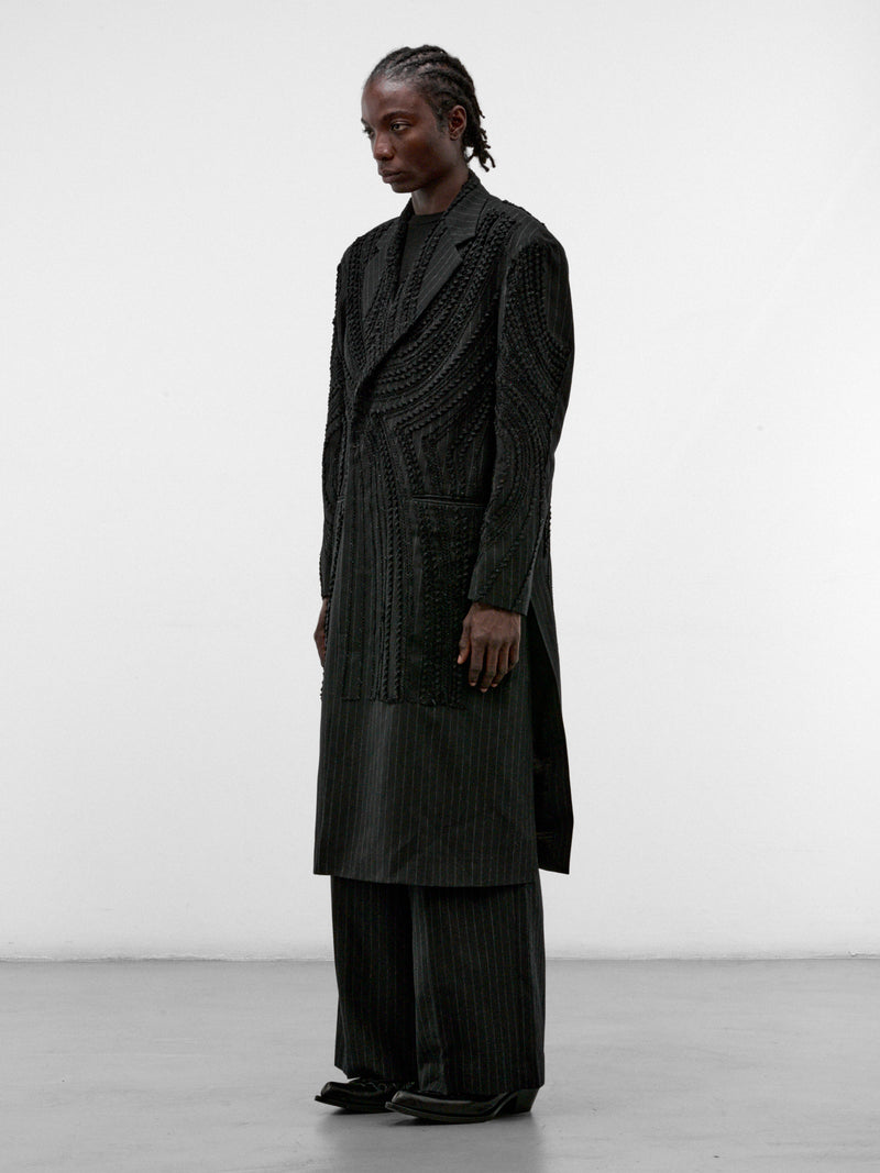 Wool Jōmon Relief Chesterfield Coat (TA26AW-C0005-BLACK)