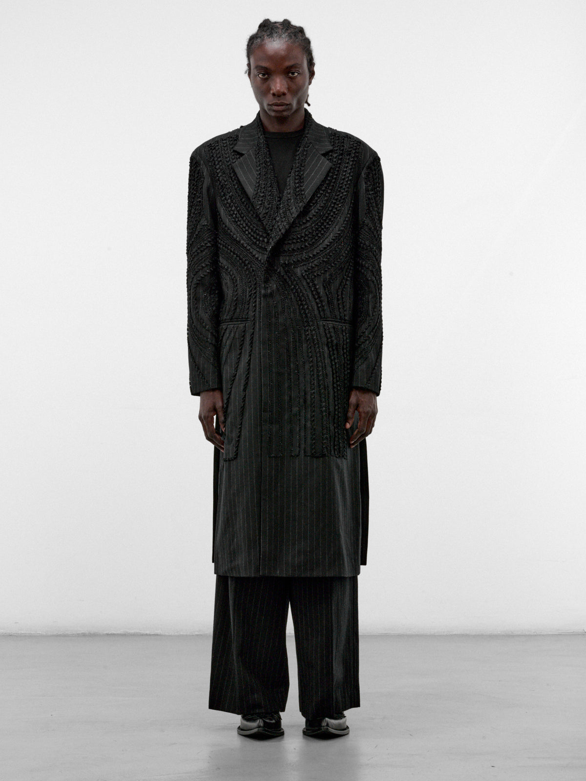 Wool Jōmon Relief Chesterfield Coat (TA26AW-C0005-BLACK)