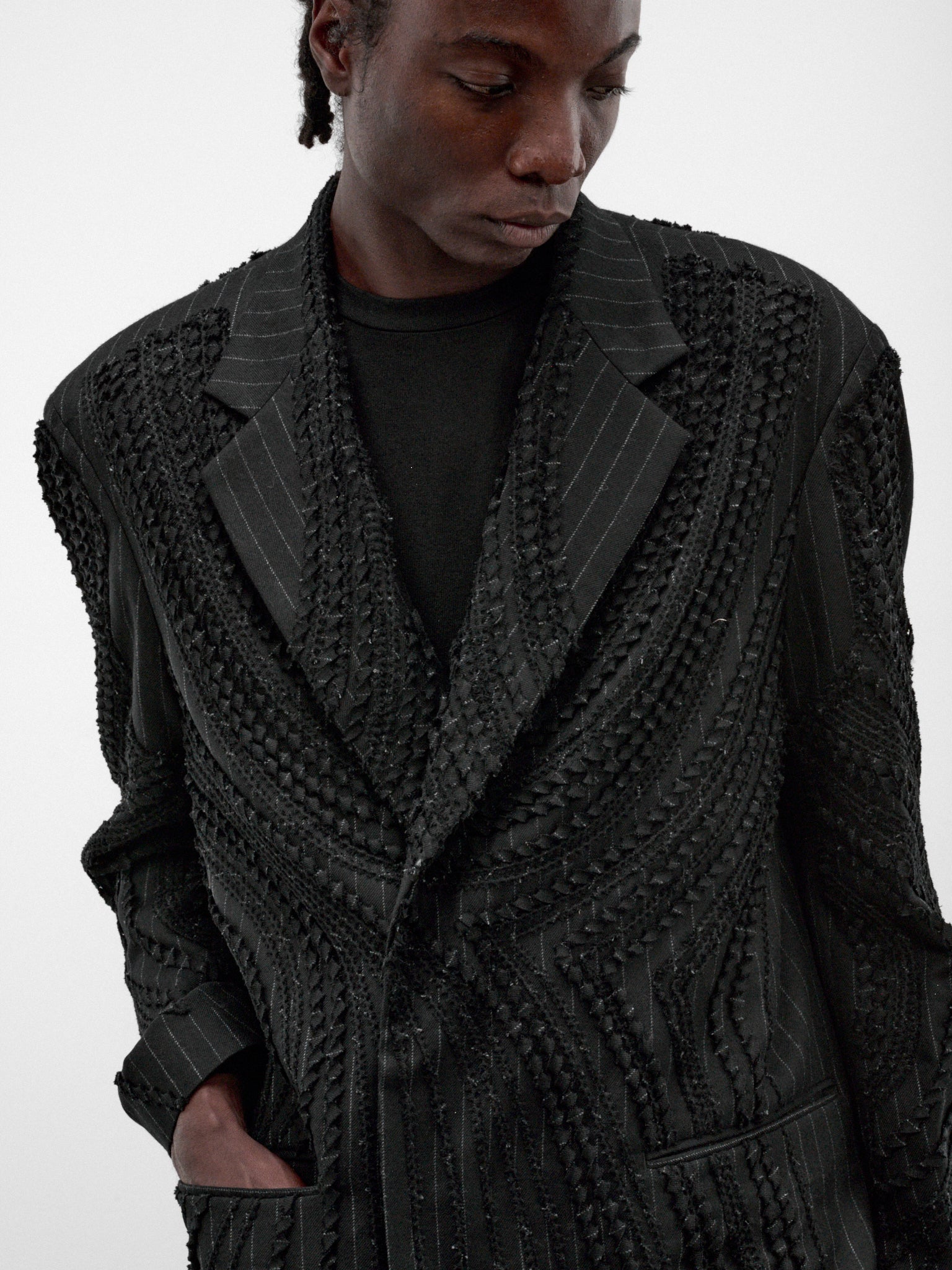Wool Jōmon Relief Chesterfield Coat (TA26AW-C0005-BLACK)