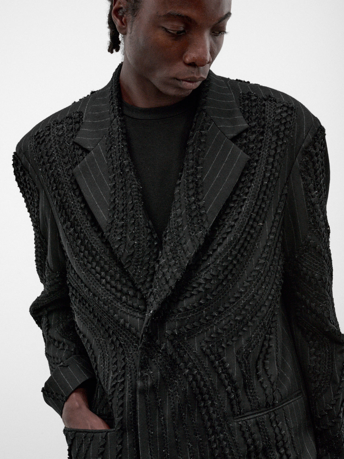 Wool Jōmon Relief Chesterfield Coat (TA26AW-C0005-BLACK)